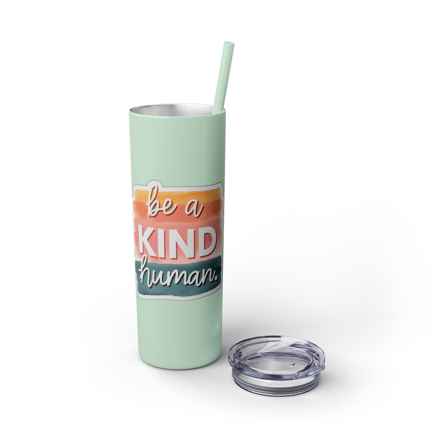 Be a Kind Human Skinny Tumbler with Straw - 20oz