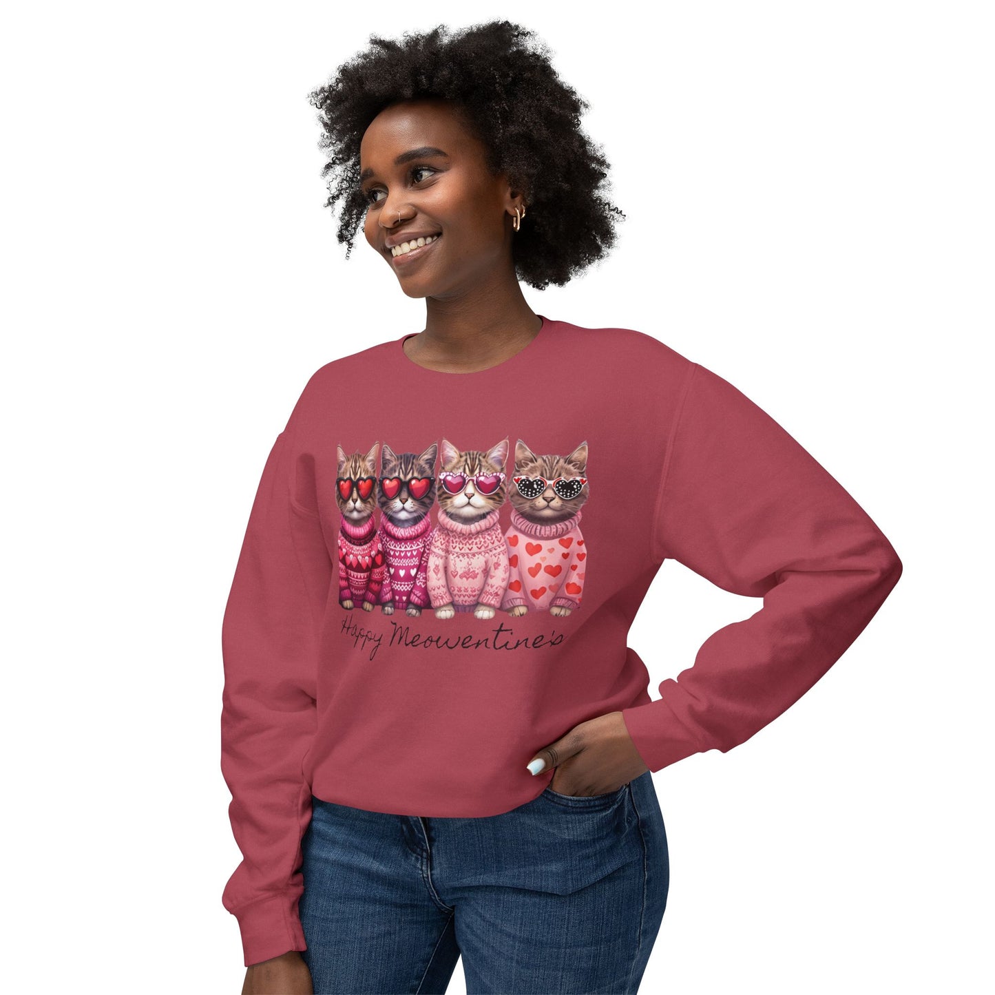 Meowentines - Unisex Lightweight Crewneck Sweatshirt