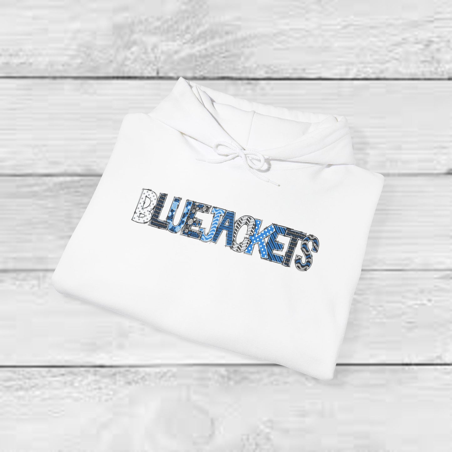 CI - Bluejackets (Patchwork Font Unisex Heavy Blend™ Hooded Sweatshirt)