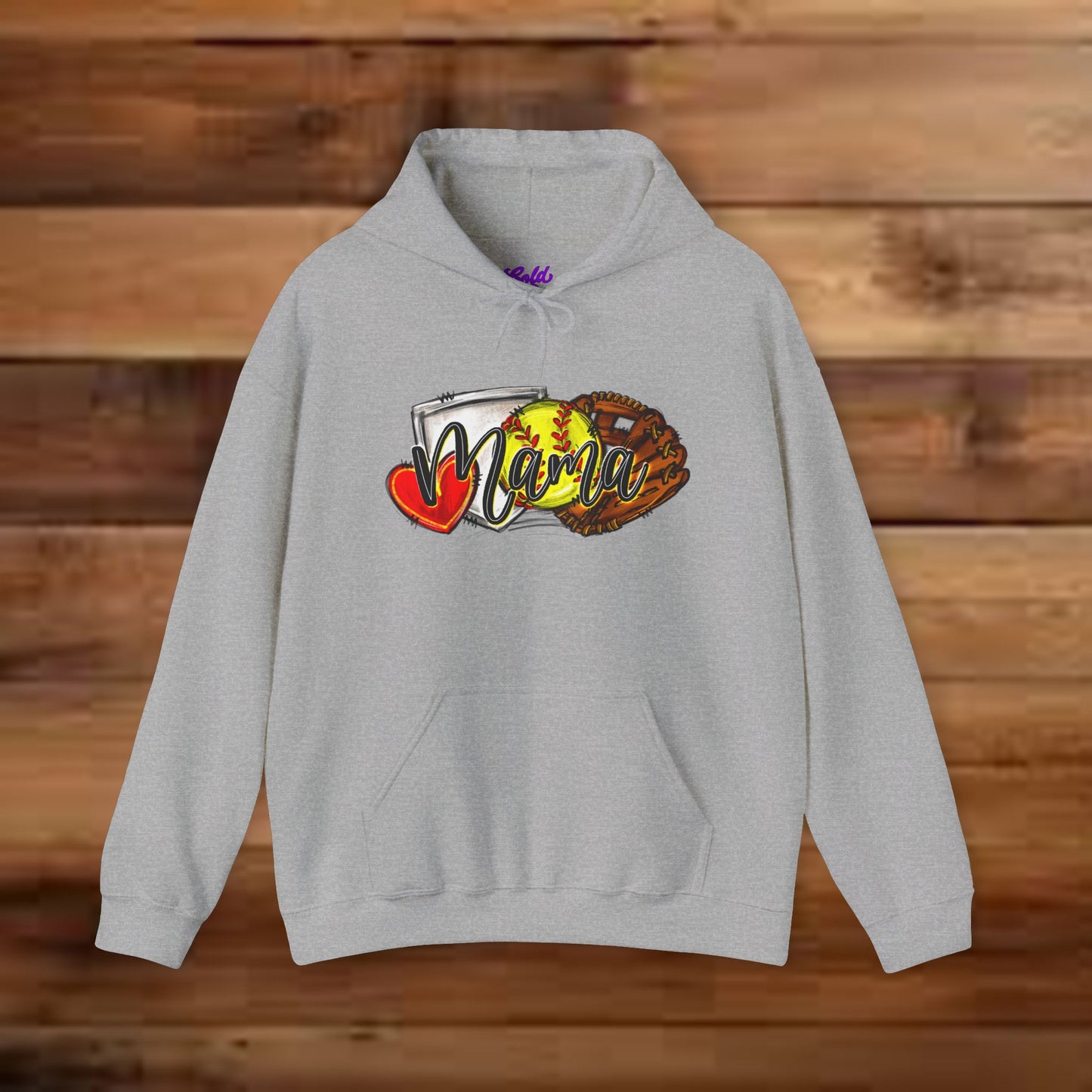 Softball MAMA (Sketched artwork - Unisex Heavy Blend™ Hooded Sweatshirt)