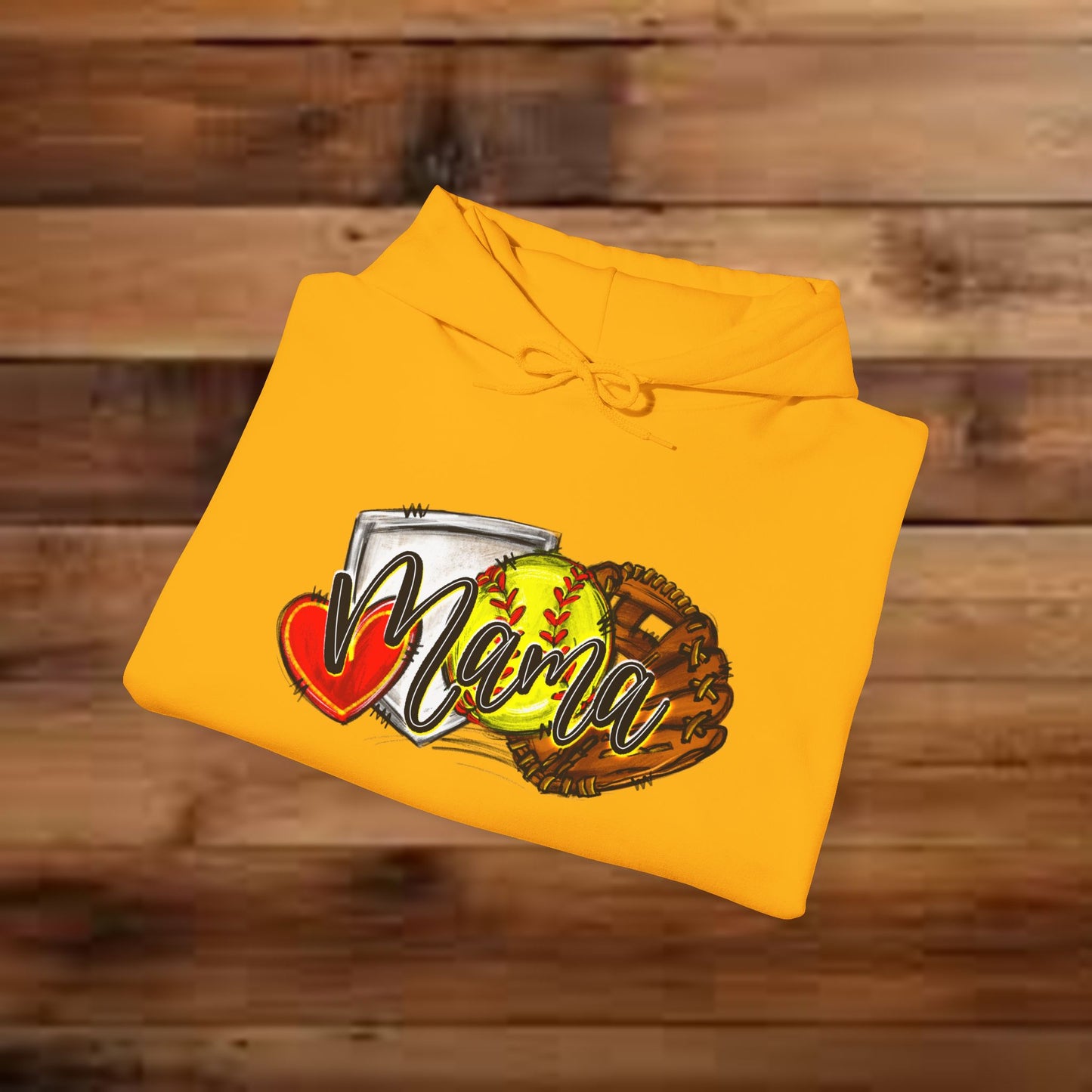 Softball MAMA (Sketched artwork - Unisex Heavy Blend™ Hooded Sweatshirt)