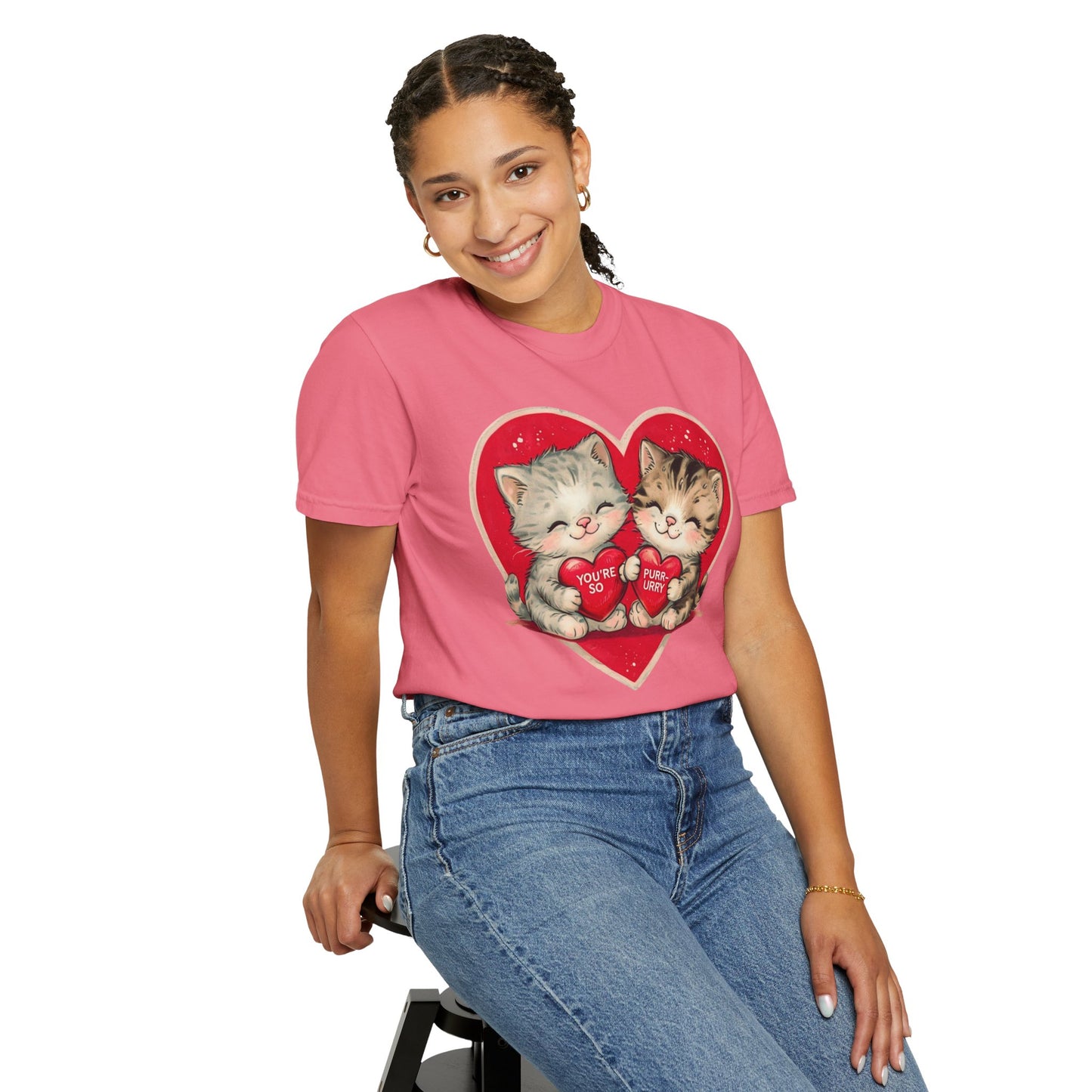 Kitten Valentine - Unisex Garment-Dyed T-shirt
