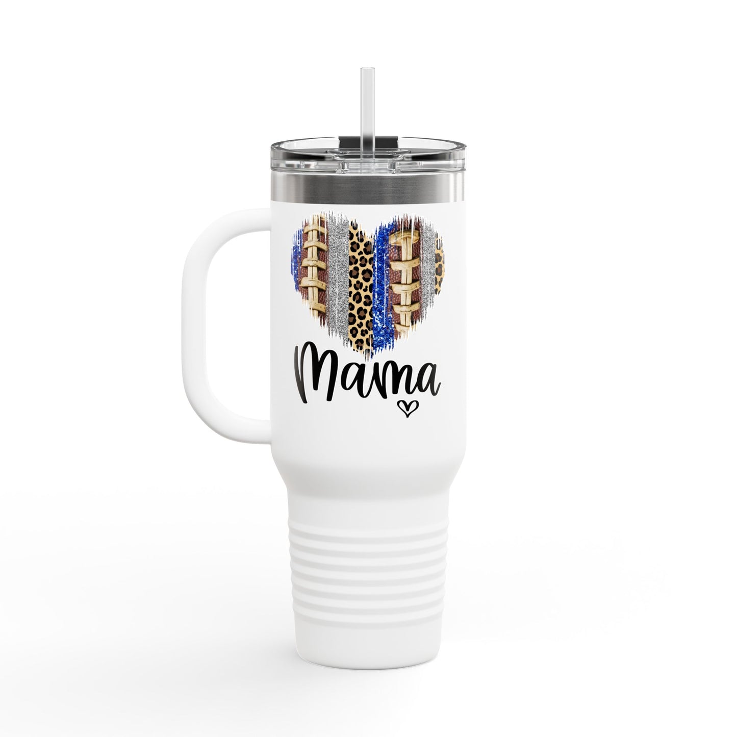 Football Mama Heart Insulated Travel Mug - 40oz
