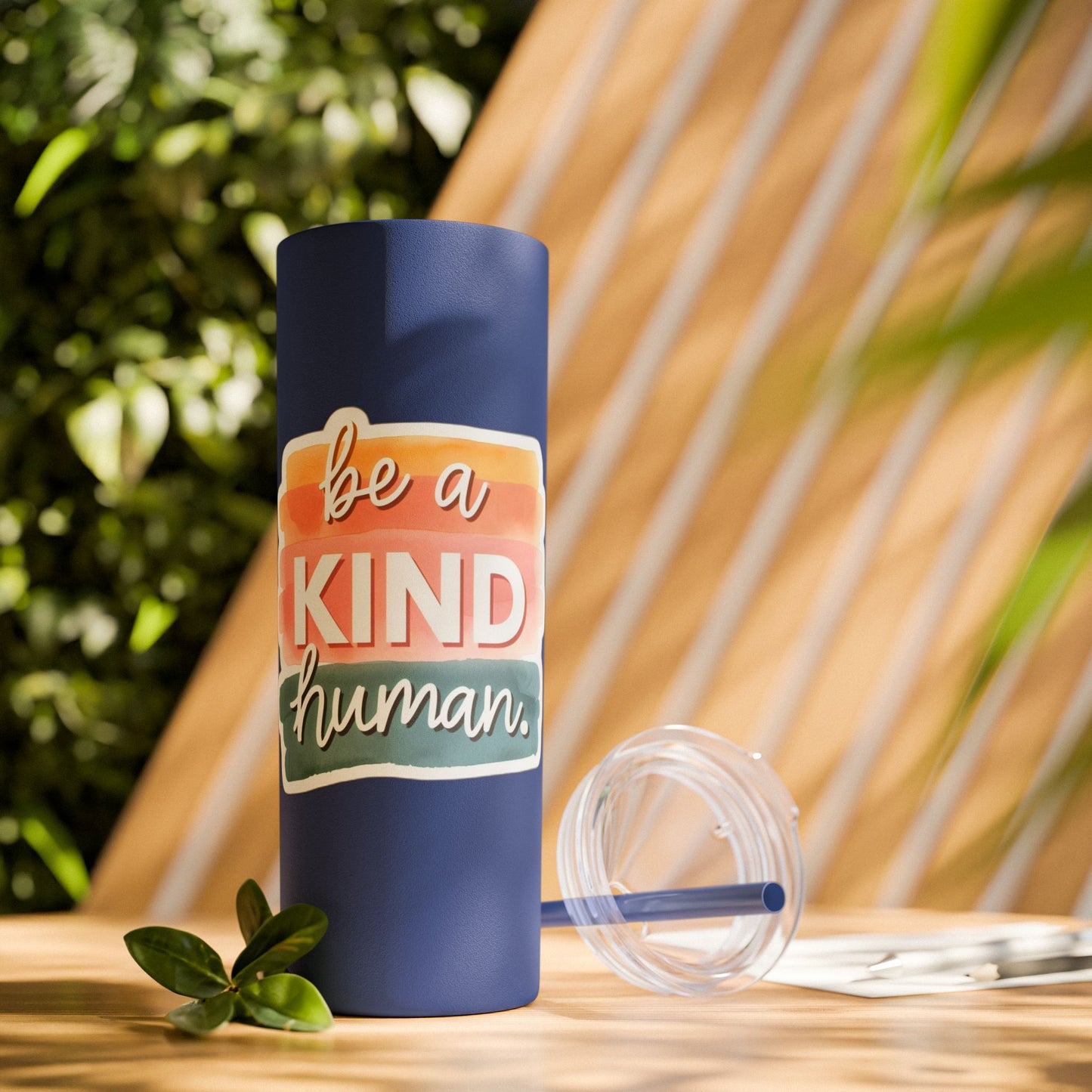 Be a Kind Human Skinny Tumbler with Straw - 20oz