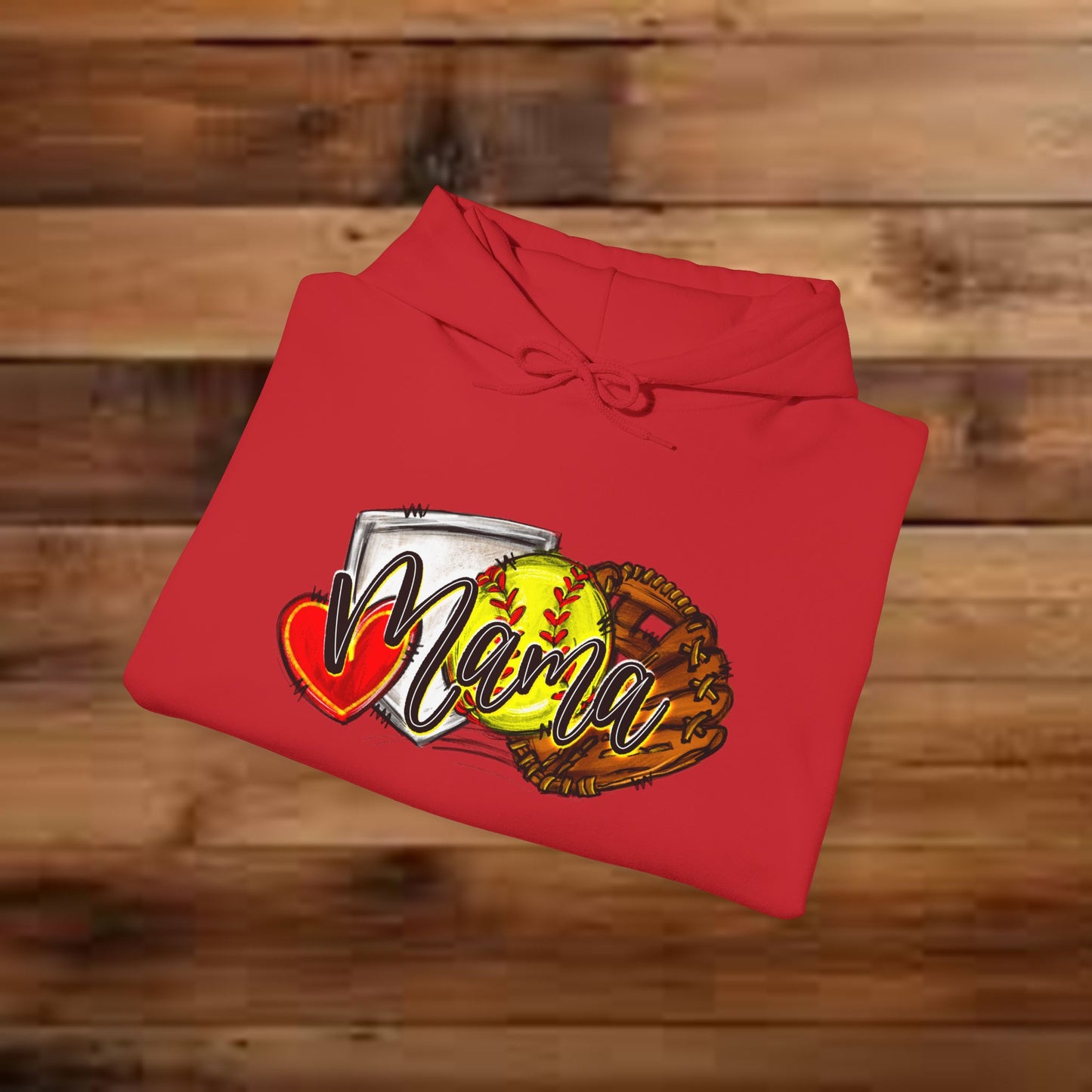 Softball MAMA (Sketched artwork - Unisex Heavy Blend™ Hooded Sweatshirt)