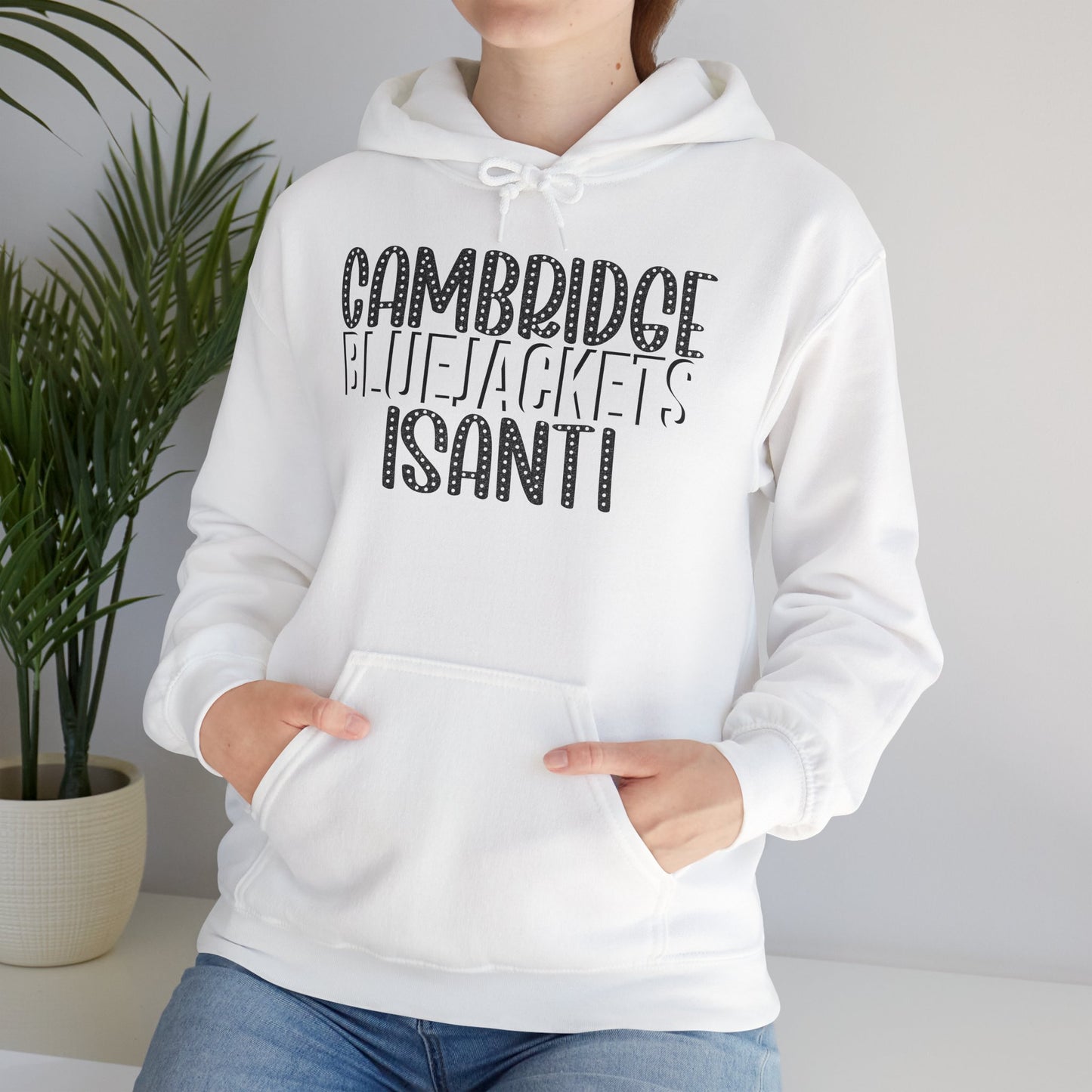 CI - Cambridge-Isanti Bluejackets (Polka Dots Font Unisex Heavy Blend™ Hooded Sweatshirt)