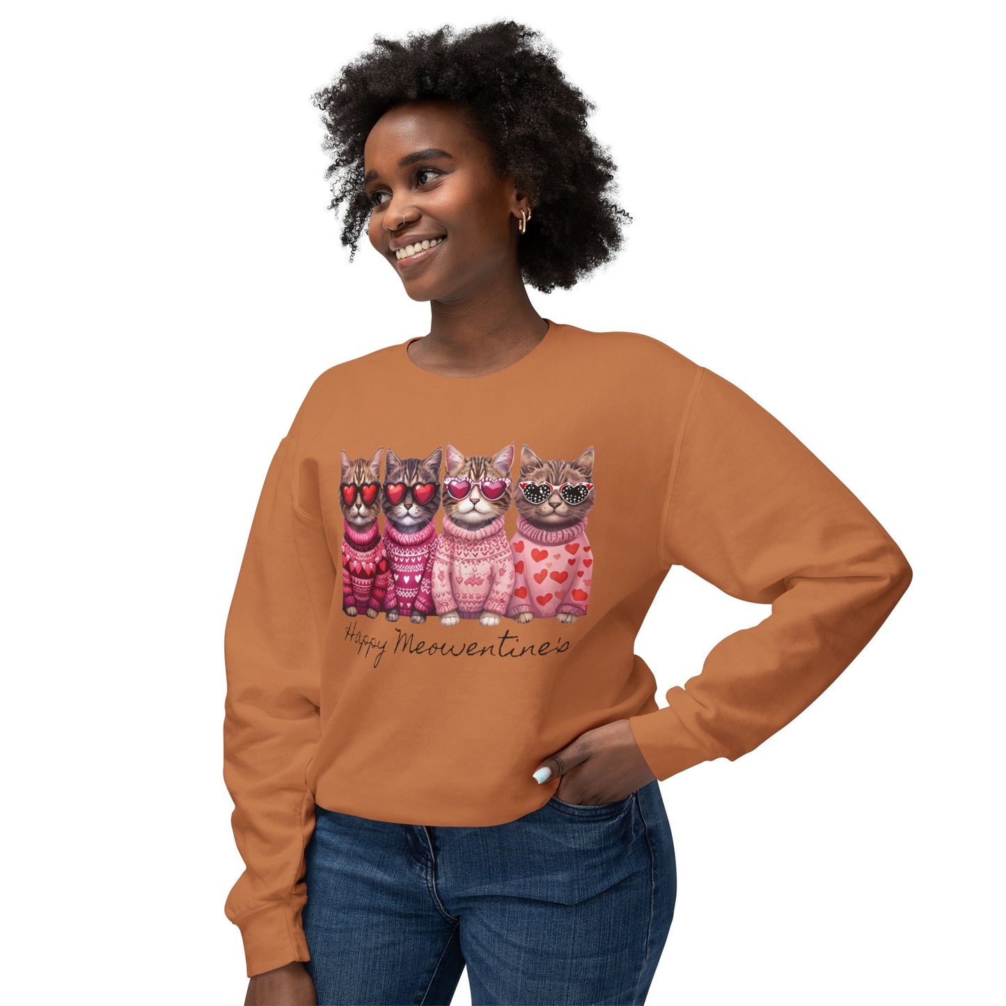 Meowentines - Unisex Lightweight Crewneck Sweatshirt