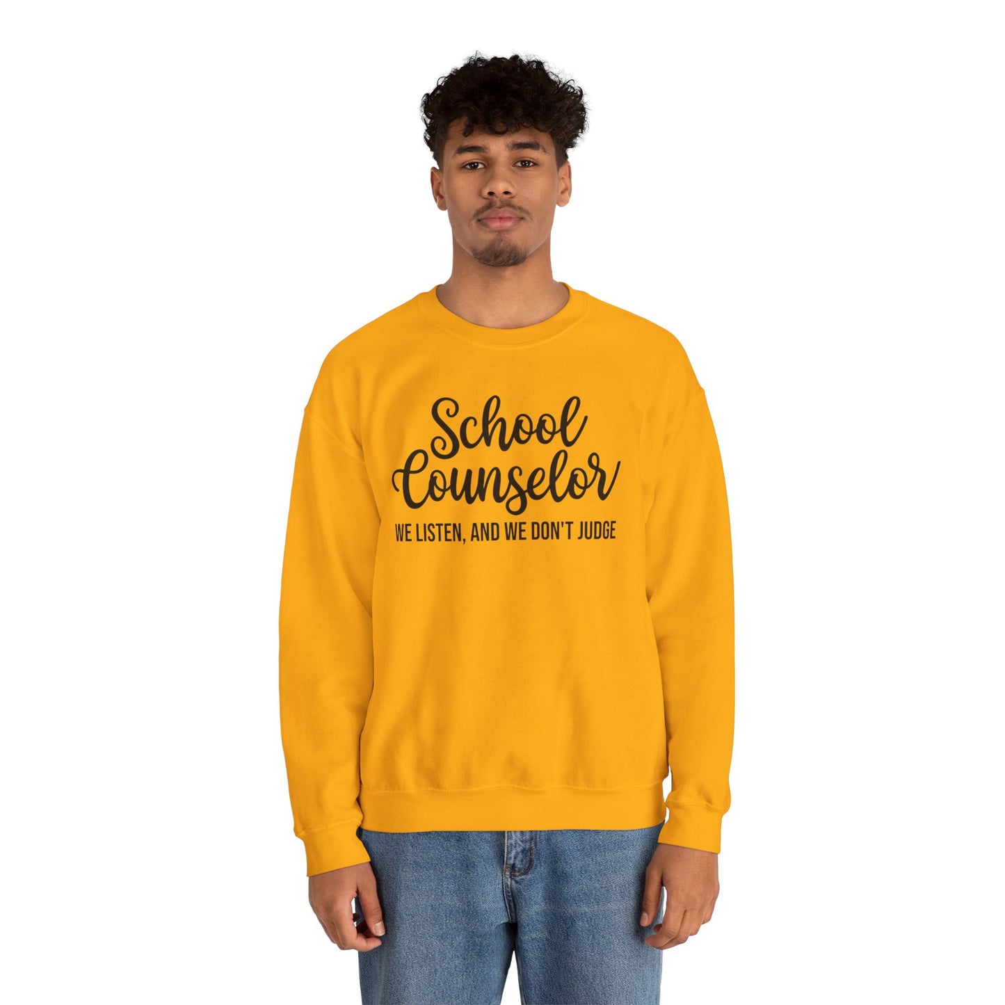 School Counselor Listen Don't Judge Crewneck Sweatshirt