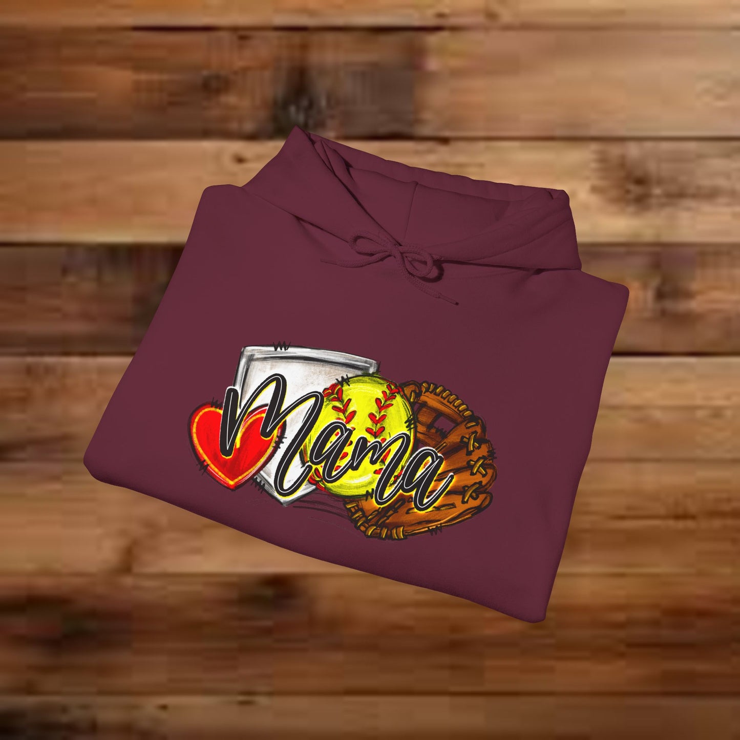 Softball MAMA (Sketched artwork - Unisex Heavy Blend™ Hooded Sweatshirt)