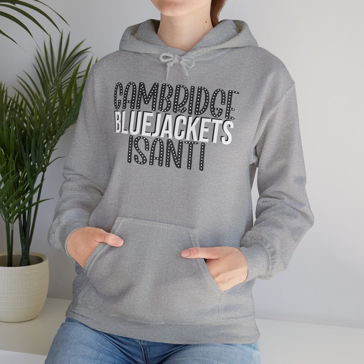 CI - Cambridge-Isanti Bluejackets (Polka Dots Font Unisex Heavy Blend™ Hooded Sweatshirt)