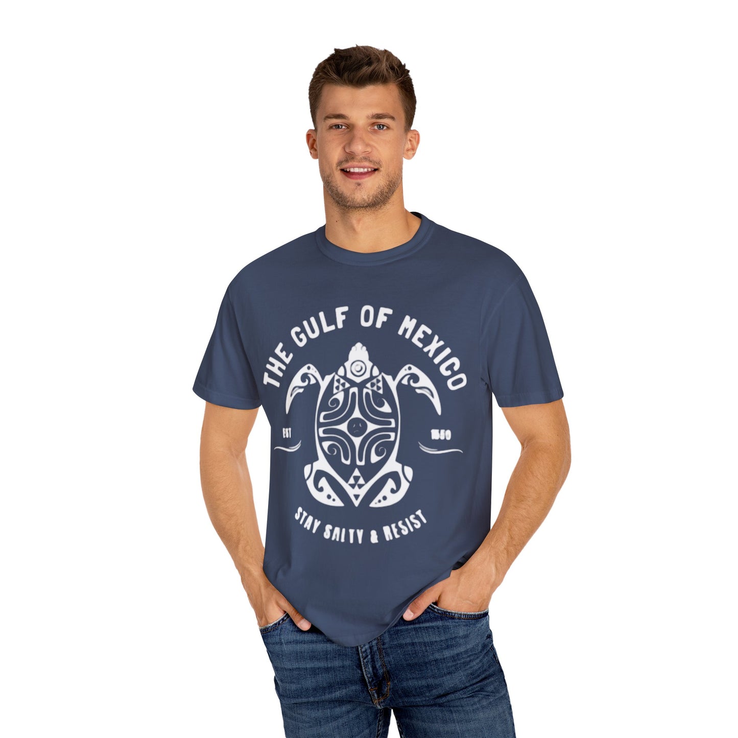 Gulf of Mexico Graphic T-Shirt (White Text on Blues)