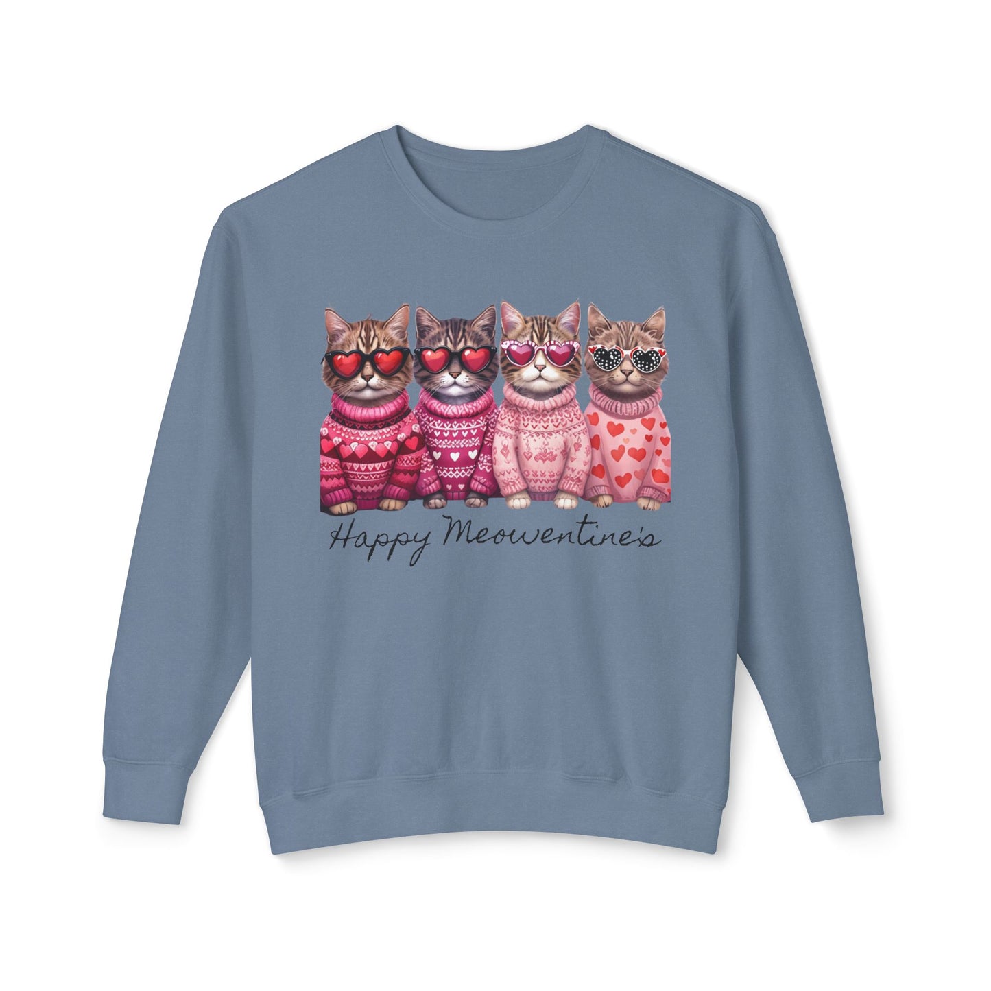 Meowentines - Unisex Lightweight Crewneck Sweatshirt