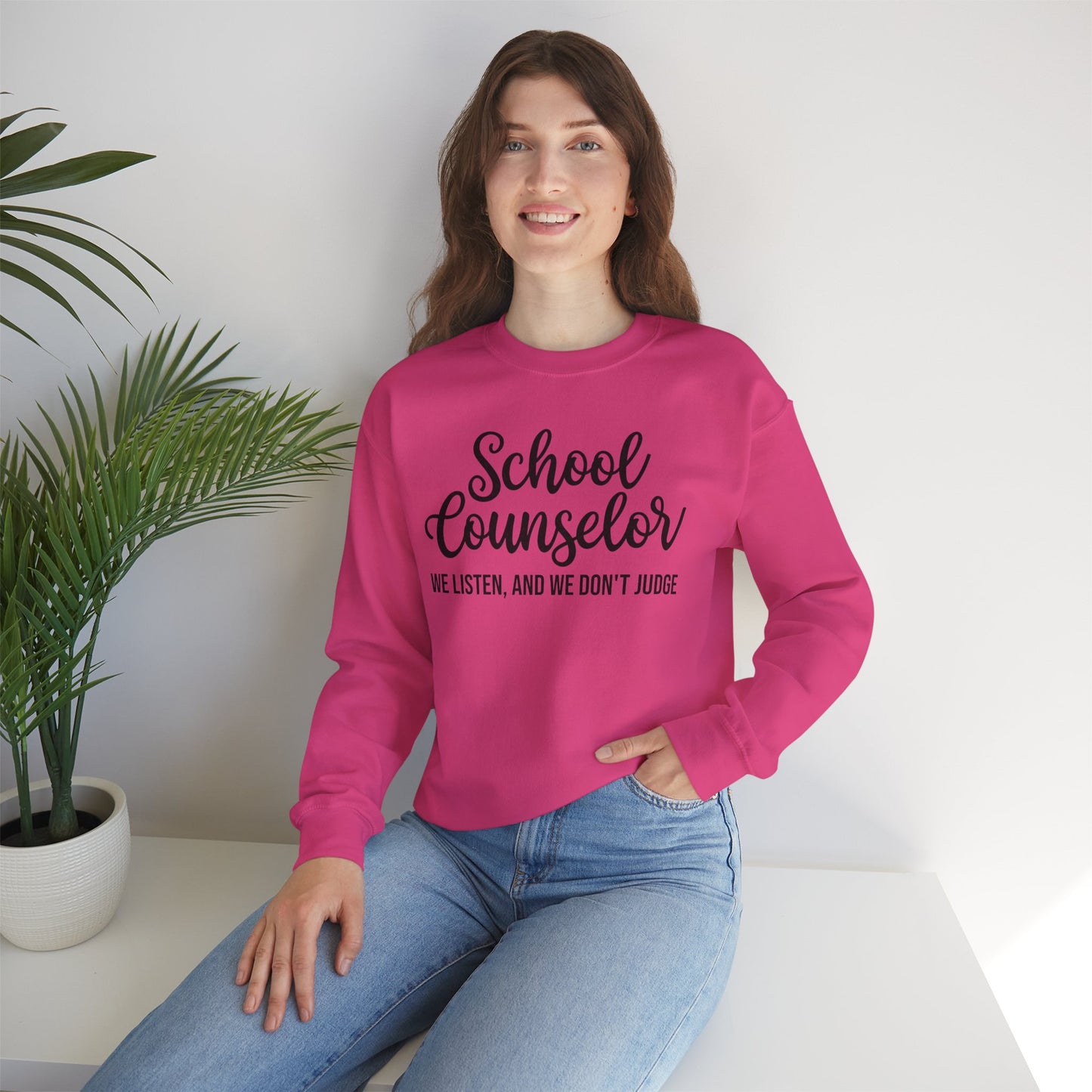 School Counselor Listen Don't Judge Crewneck Sweatshirt