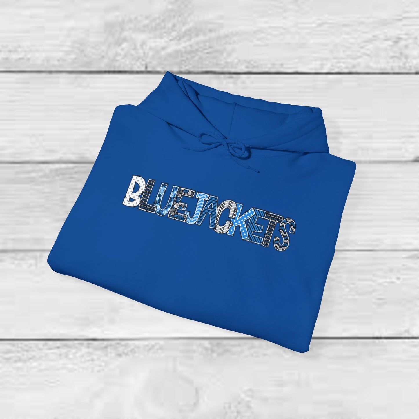 CI - Bluejackets (Patchwork Font Unisex Heavy Blend™ Hooded Sweatshirt)