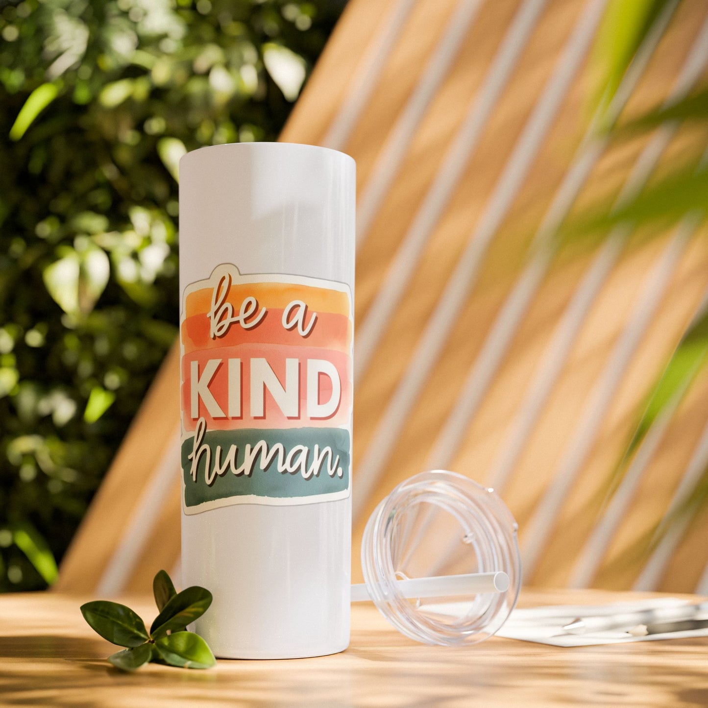 Be a Kind Human Skinny Tumbler with Straw - 20oz