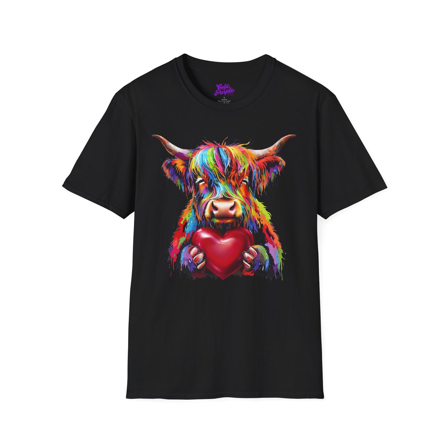 Valentine Highland Cow Unisex Softstyle T-Shirt