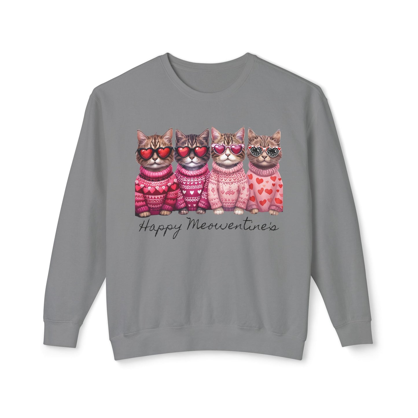 Meowentines - Unisex Lightweight Crewneck Sweatshirt