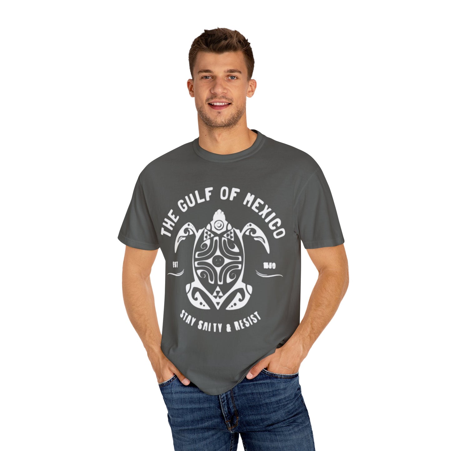 Gulf of Mexico Graphic T-Shirt (White Text on Blues)