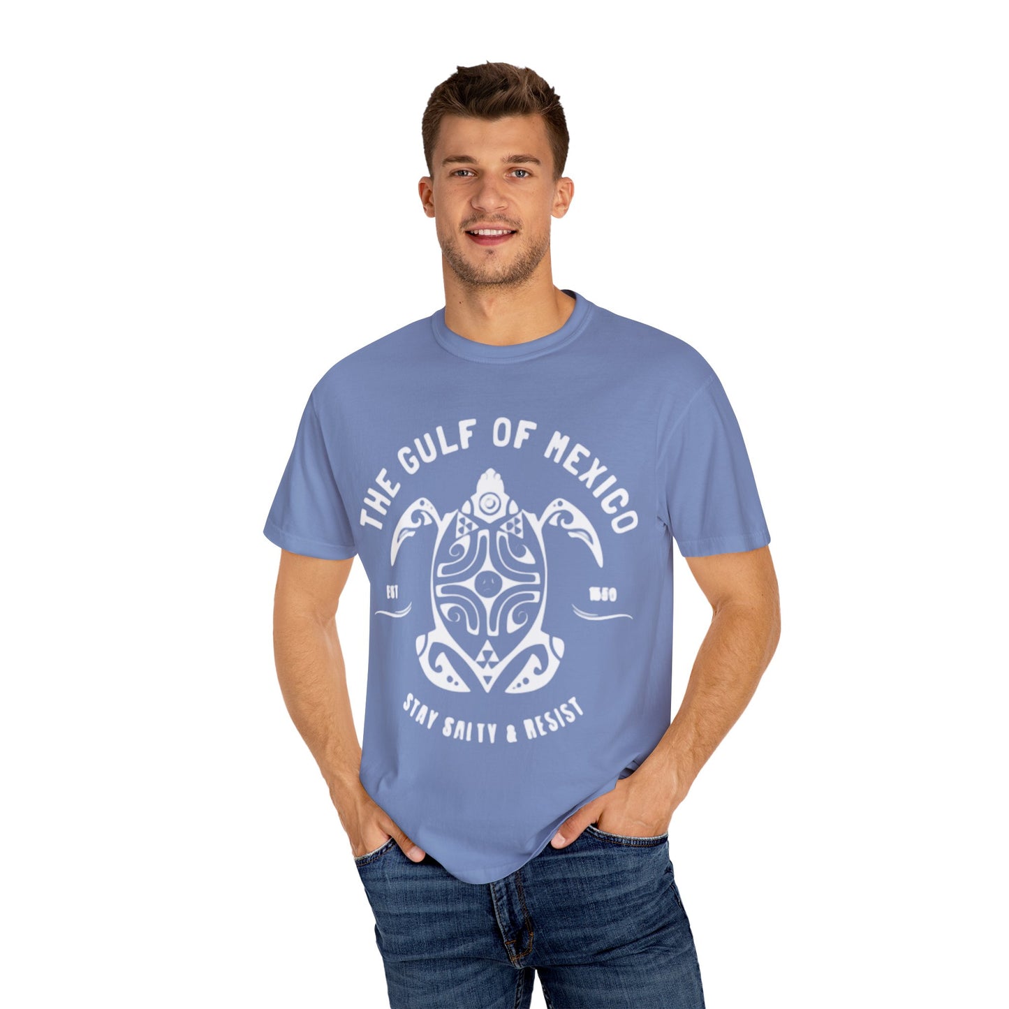 Gulf of Mexico Graphic T-Shirt (White Text on Blues)