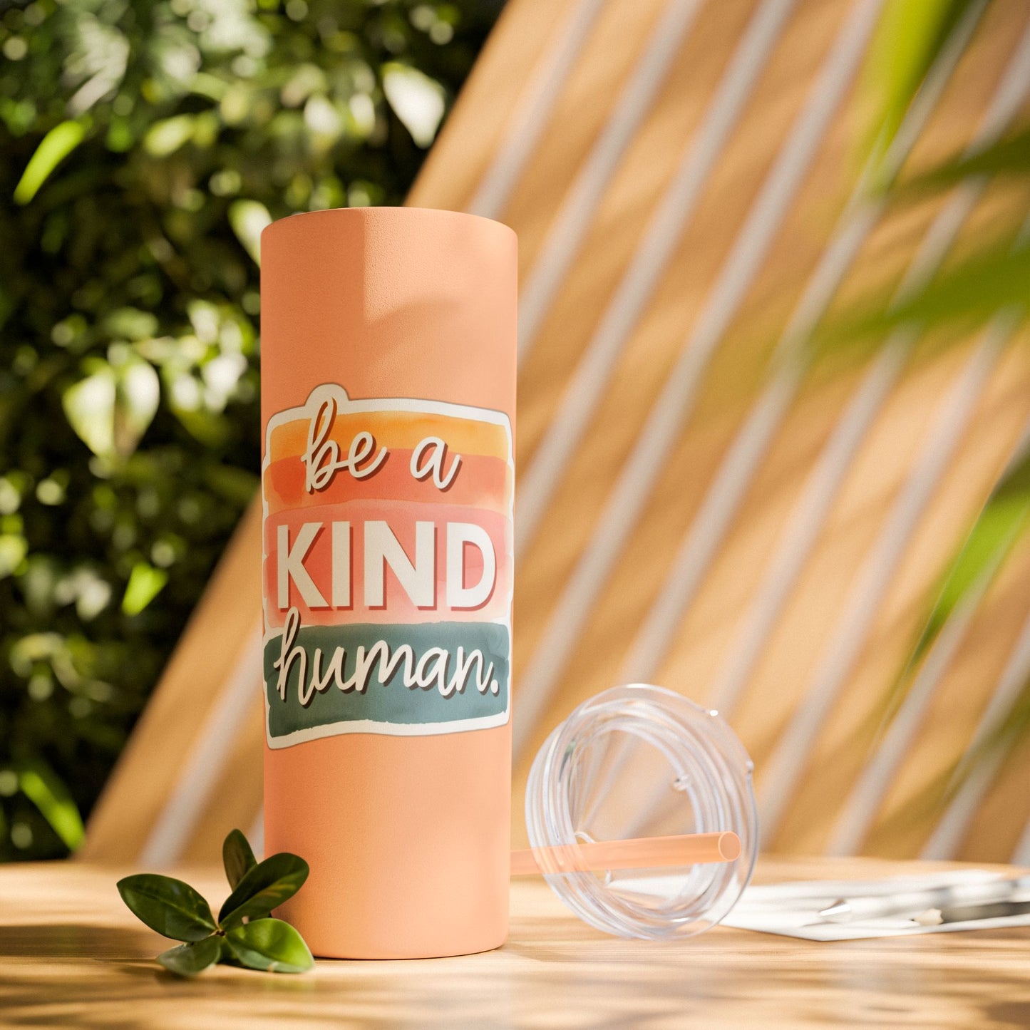 Be a Kind Human Skinny Tumbler with Straw - 20oz
