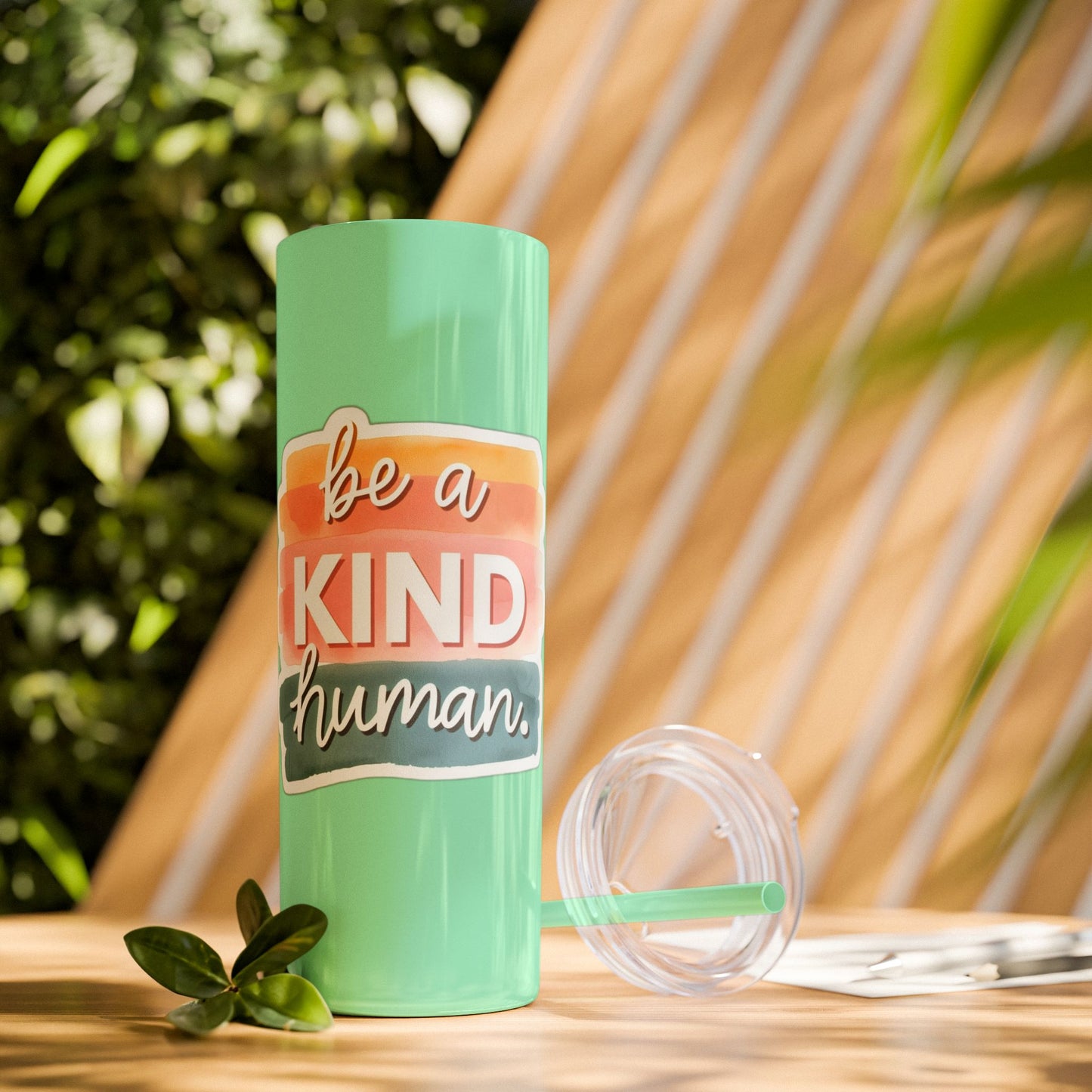 Be a Kind Human Skinny Tumbler with Straw - 20oz