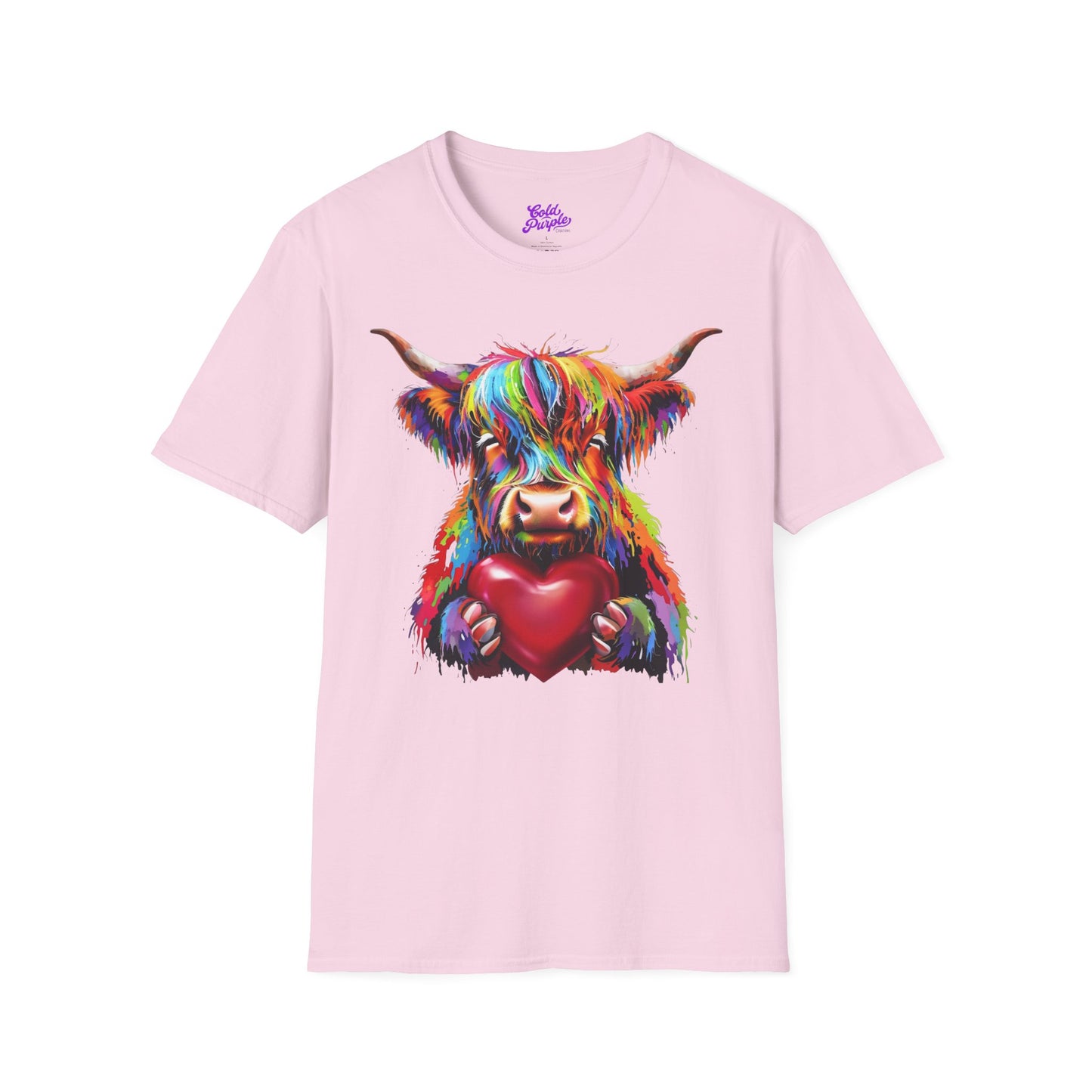 Valentine Highland Cow Unisex Softstyle T-Shirt