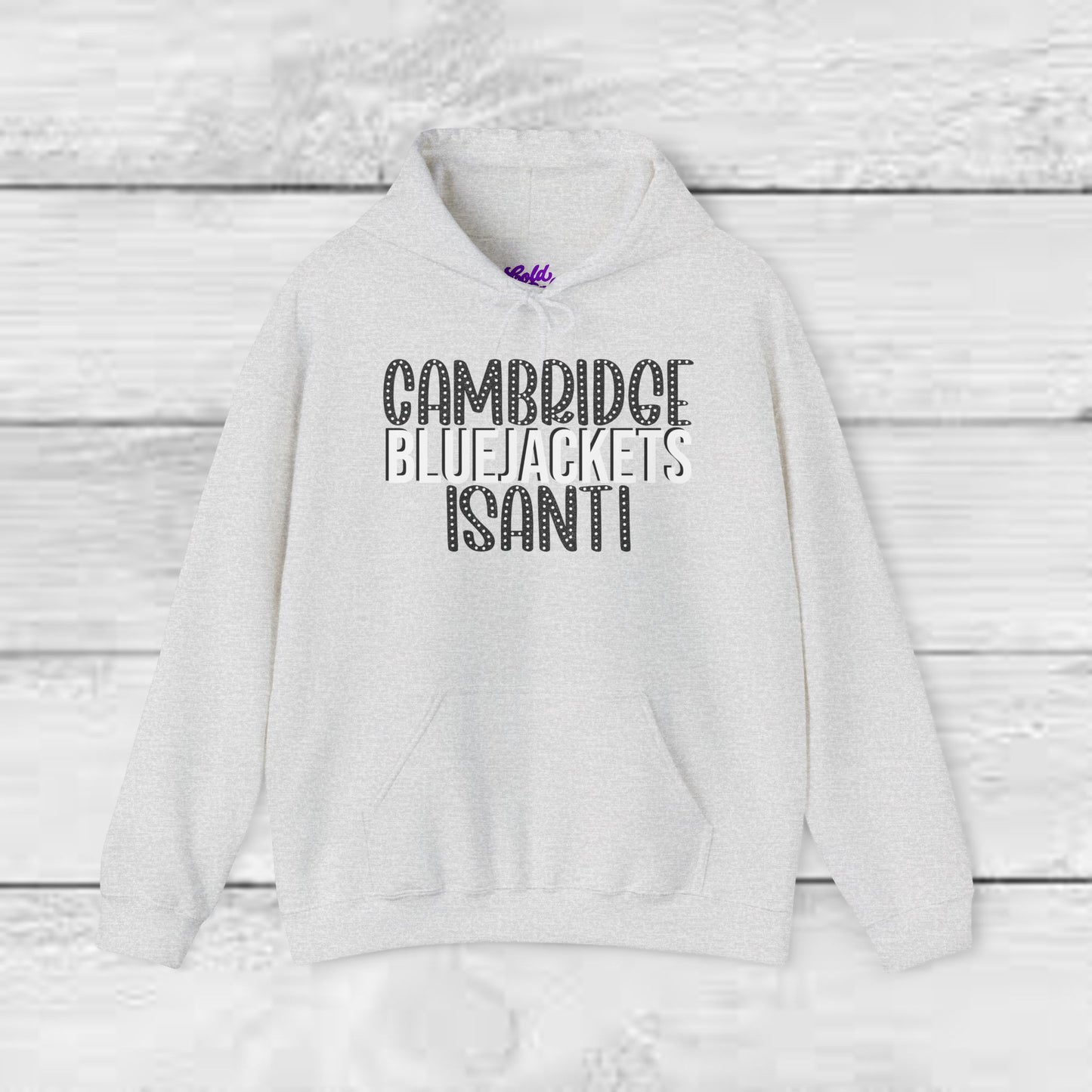 CI - Cambridge-Isanti Bluejackets (Polka Dots Font Unisex Heavy Blend™ Hooded Sweatshirt)