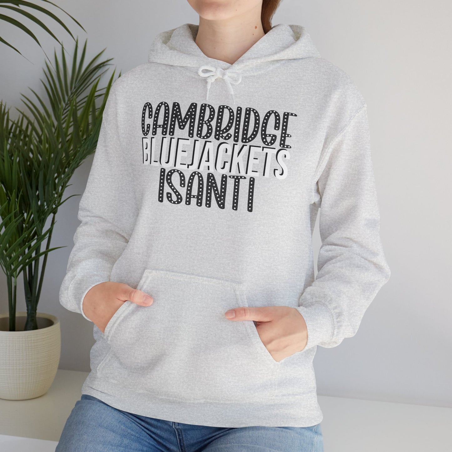 CI - Cambridge-Isanti Bluejackets (Polka Dots Font Unisex Heavy Blend™ Hooded Sweatshirt)
