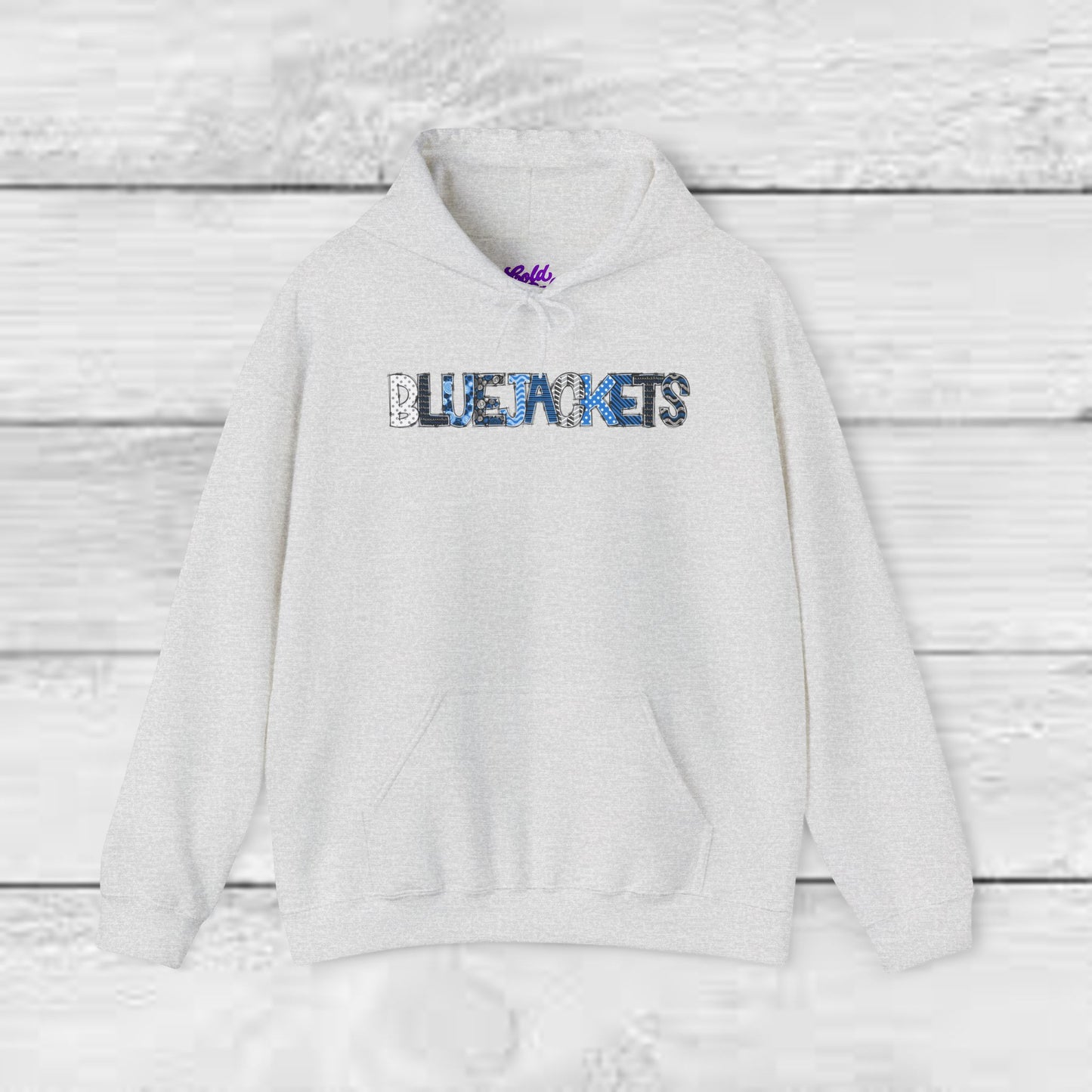 CI - Bluejackets (Patchwork Font Unisex Heavy Blend™ Hooded Sweatshirt)