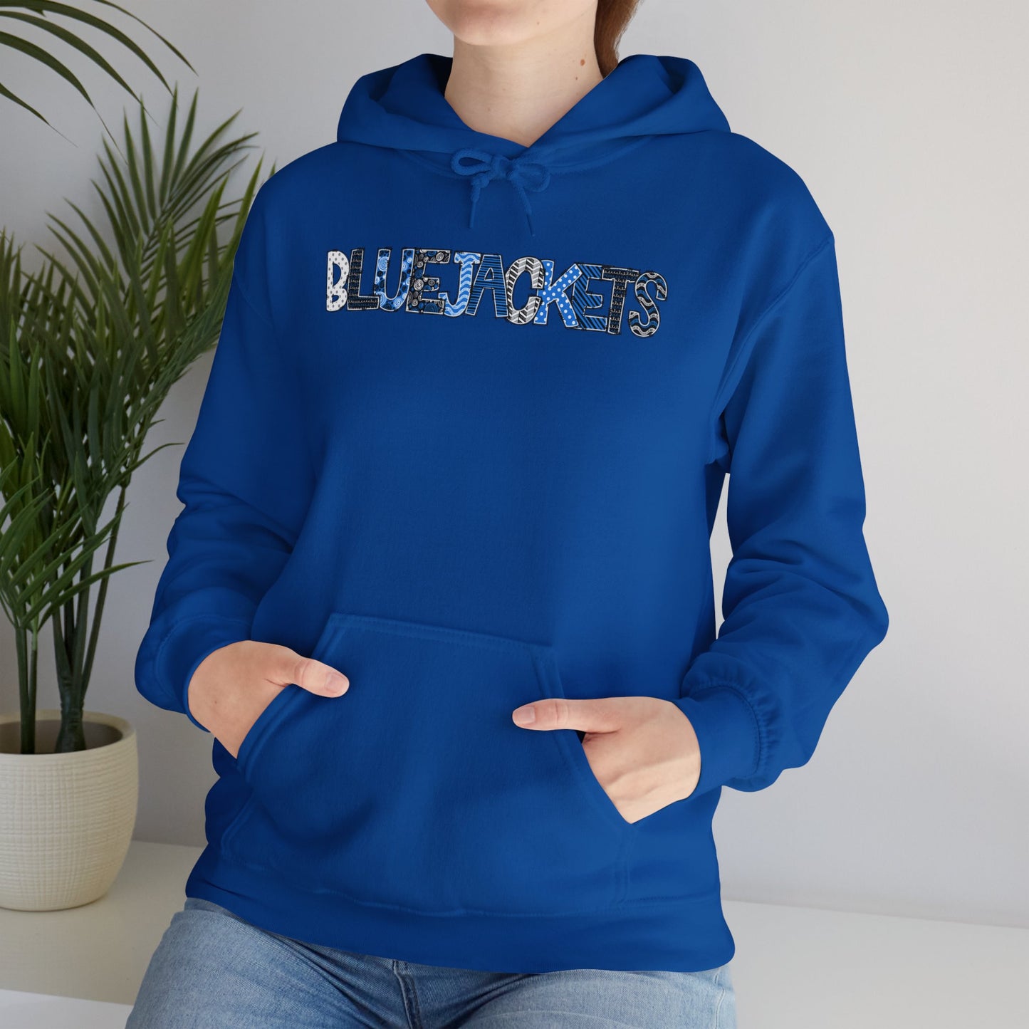 CI - Bluejackets (Patchwork Font Unisex Heavy Blend™ Hooded Sweatshirt)