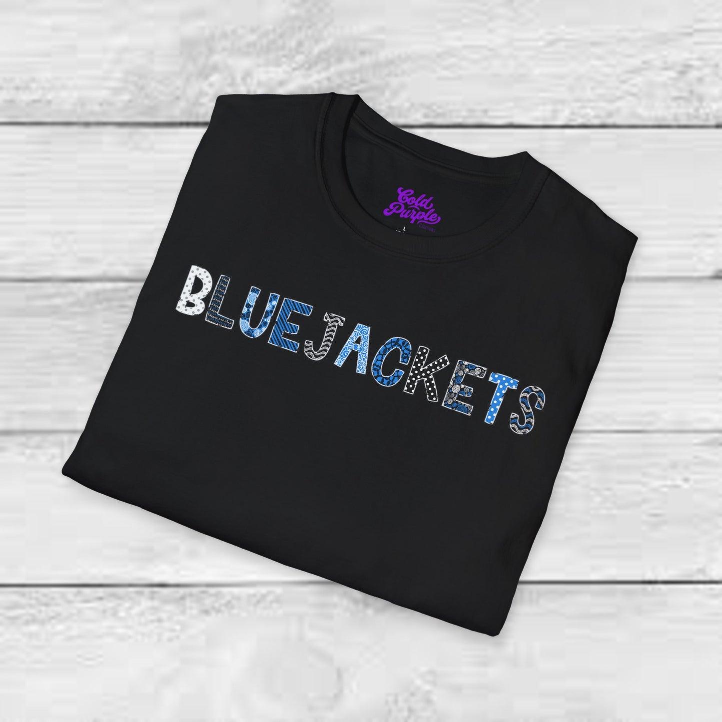 CI Bluejackets (Patchwork Font - Unisex Softstyle T-Shirt)