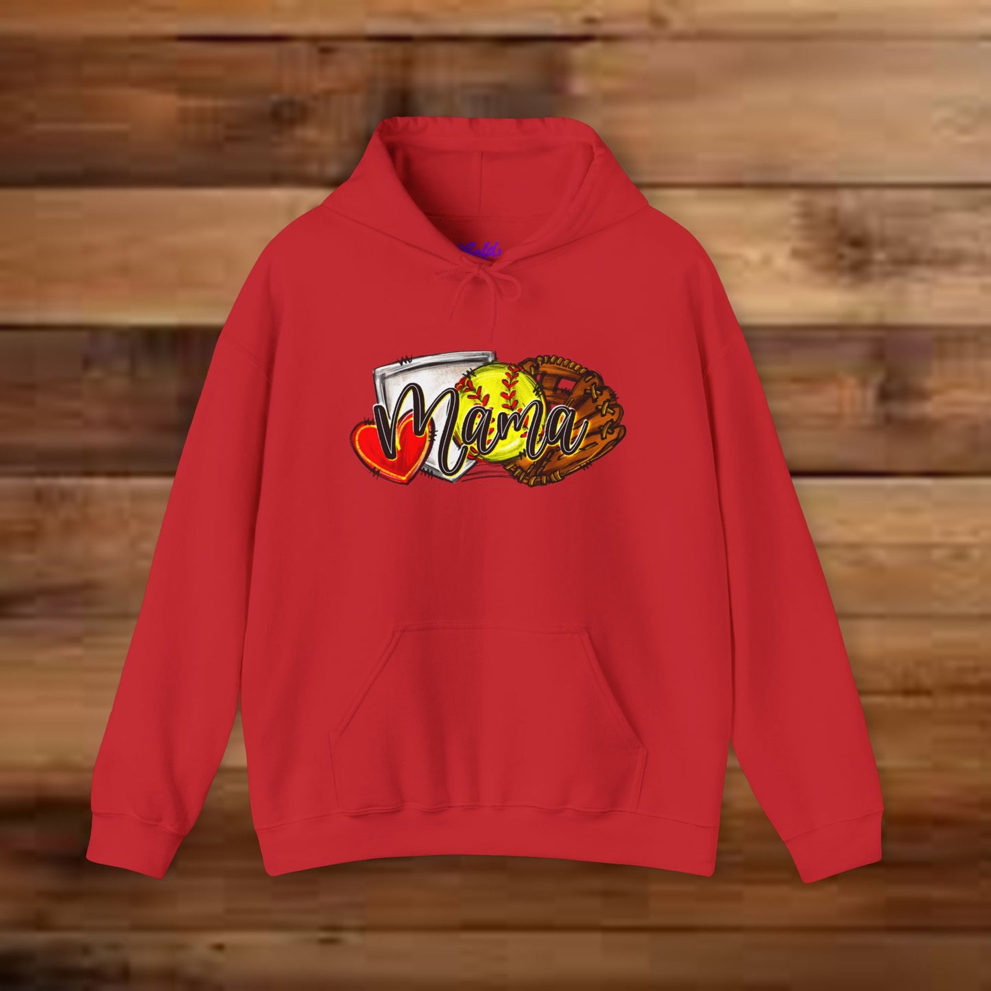 Softball MAMA (Sketched artwork - Unisex Heavy Blend™ Hooded Sweatshirt)