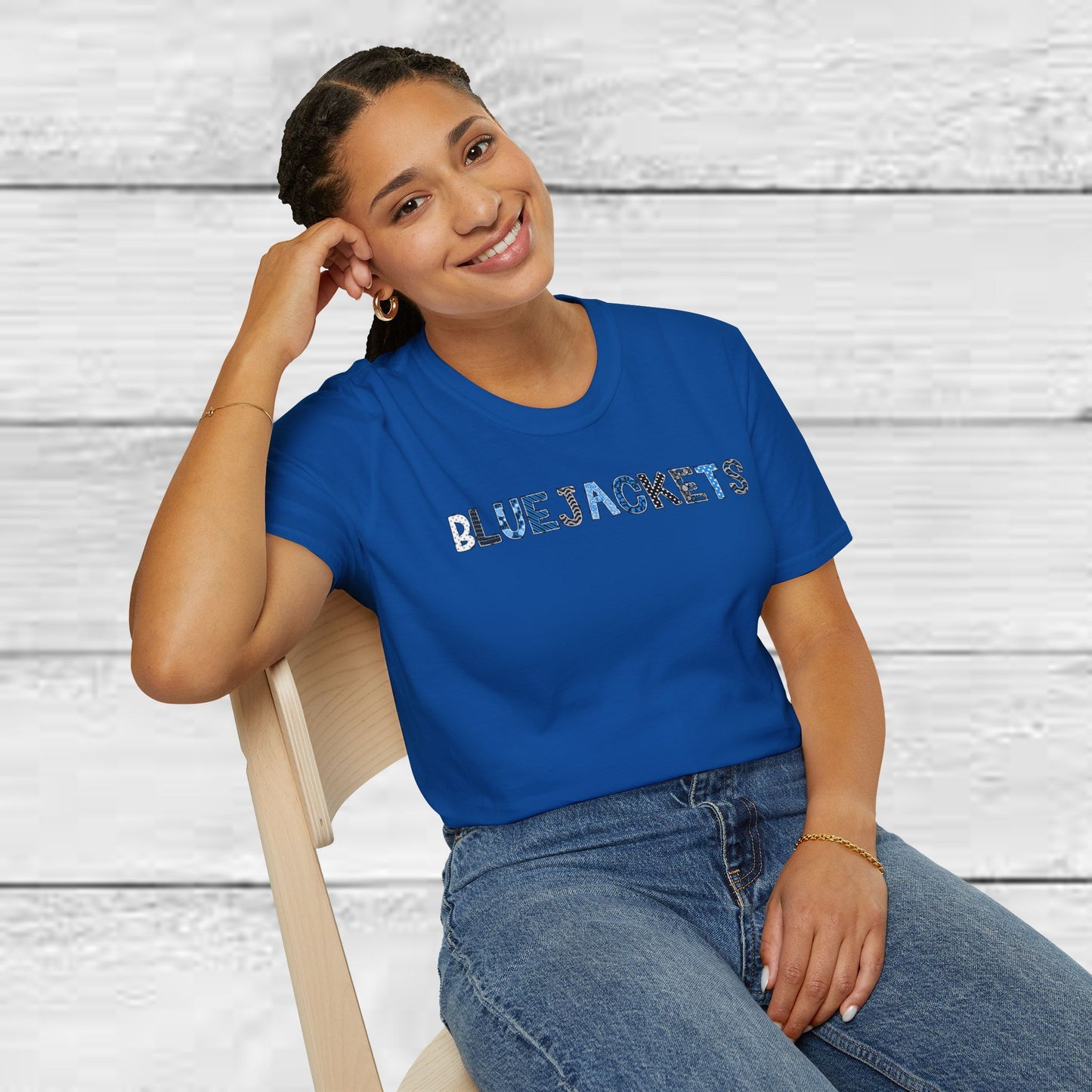CI Bluejackets (Patchwork Font - Unisex Softstyle T-Shirt)