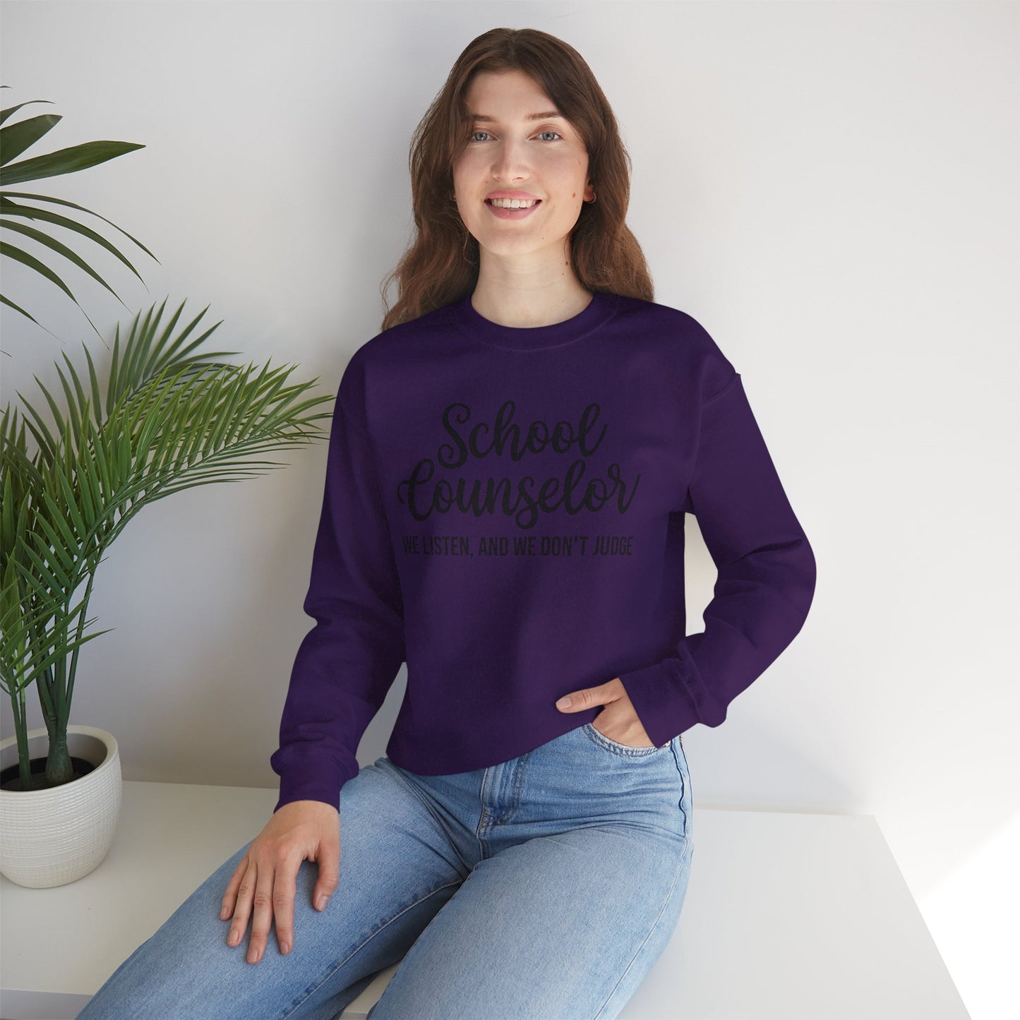 School Counselor Listen Don't Judge Crewneck Sweatshirt