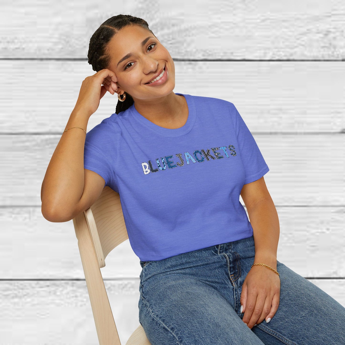 CI Bluejackets (Patchwork Font - Unisex Softstyle T-Shirt)