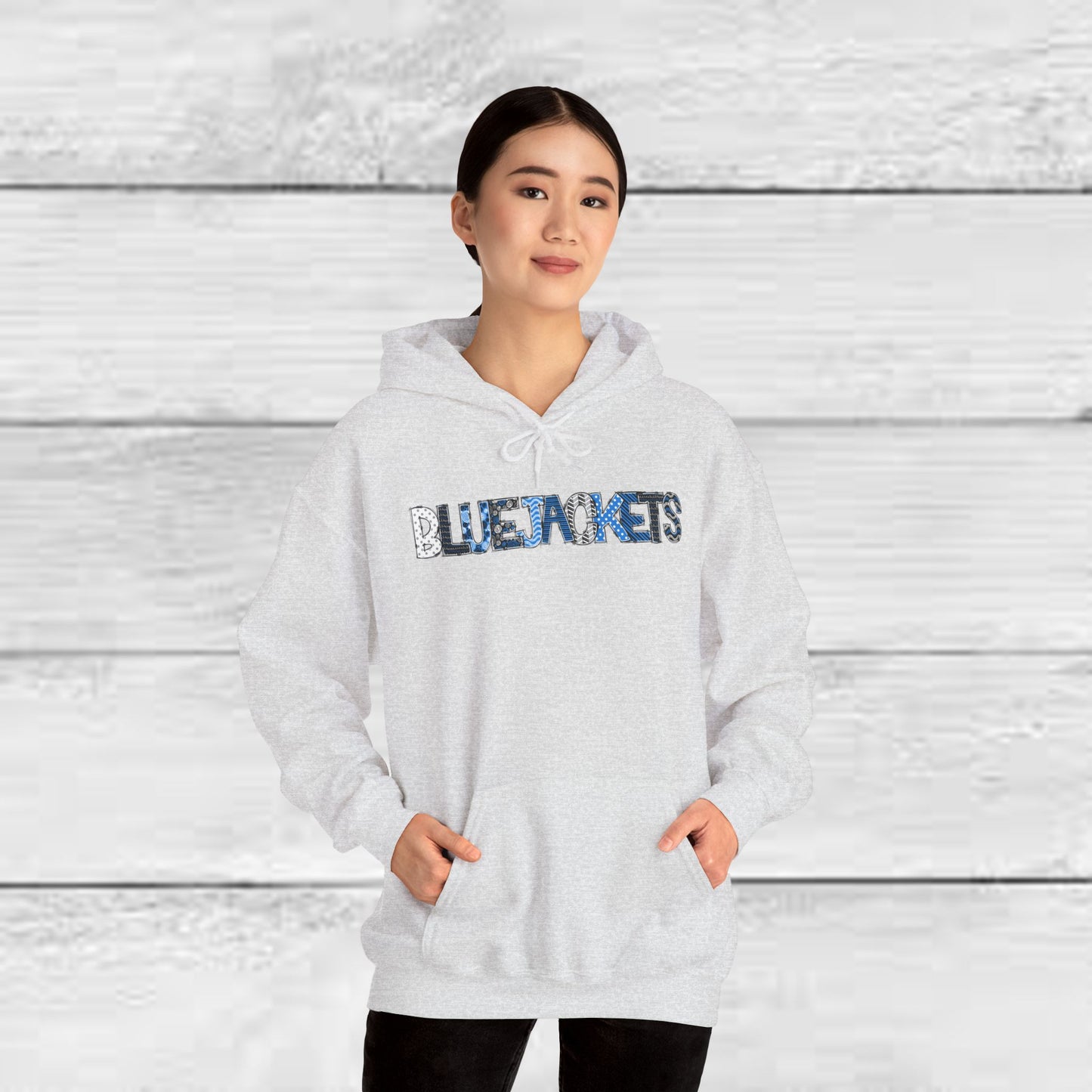 CI - Bluejackets (Patchwork Font Unisex Heavy Blend™ Hooded Sweatshirt)