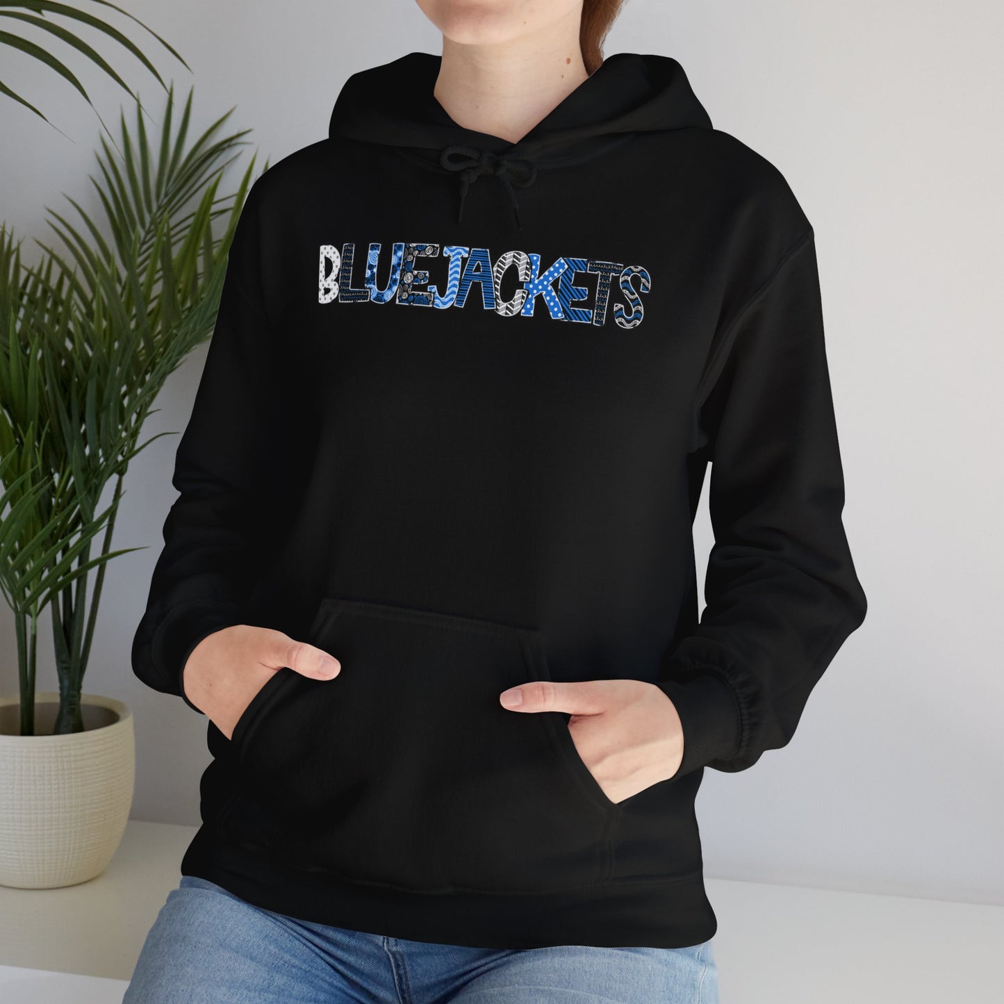 CI - Bluejackets (Patchwork Font Unisex Heavy Blend™ Hooded Sweatshirt)