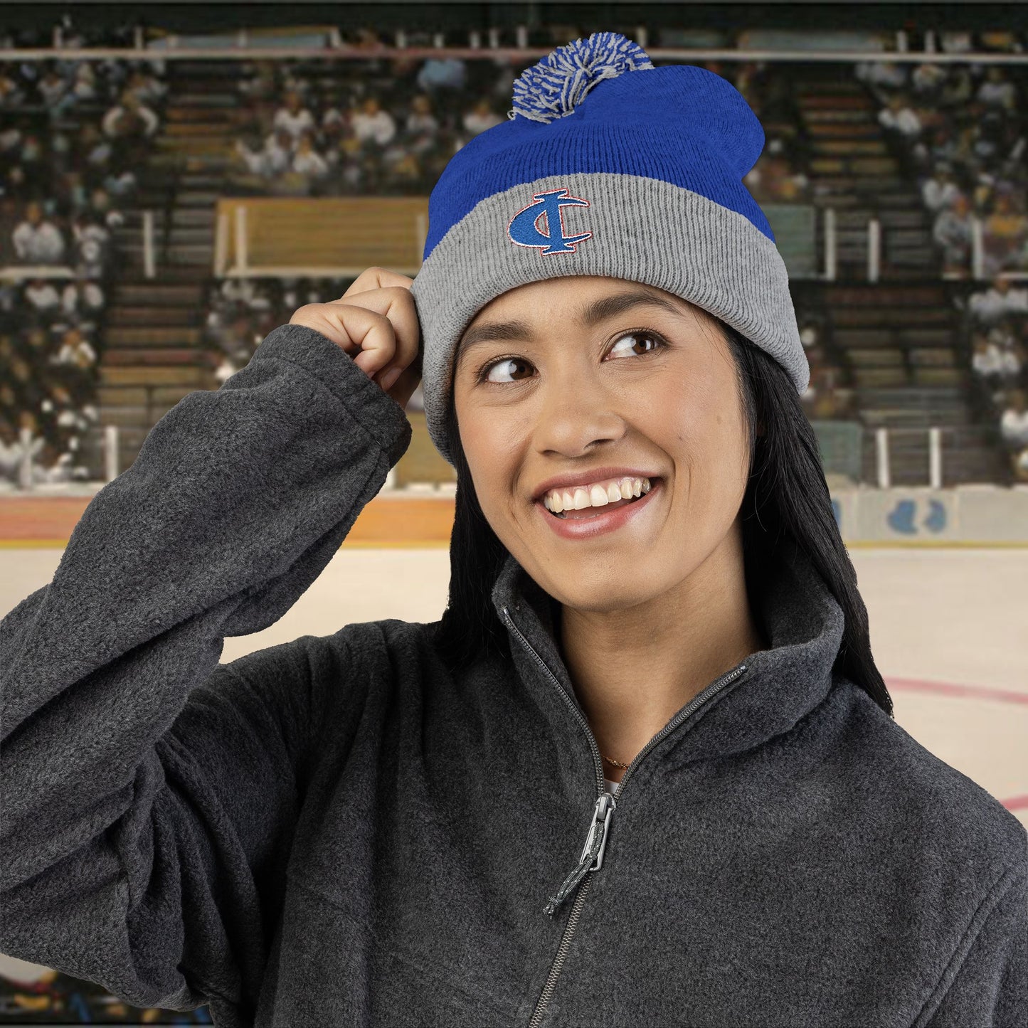 C-I Bluejackets - Embroidered Beanie w/Pom-Pom