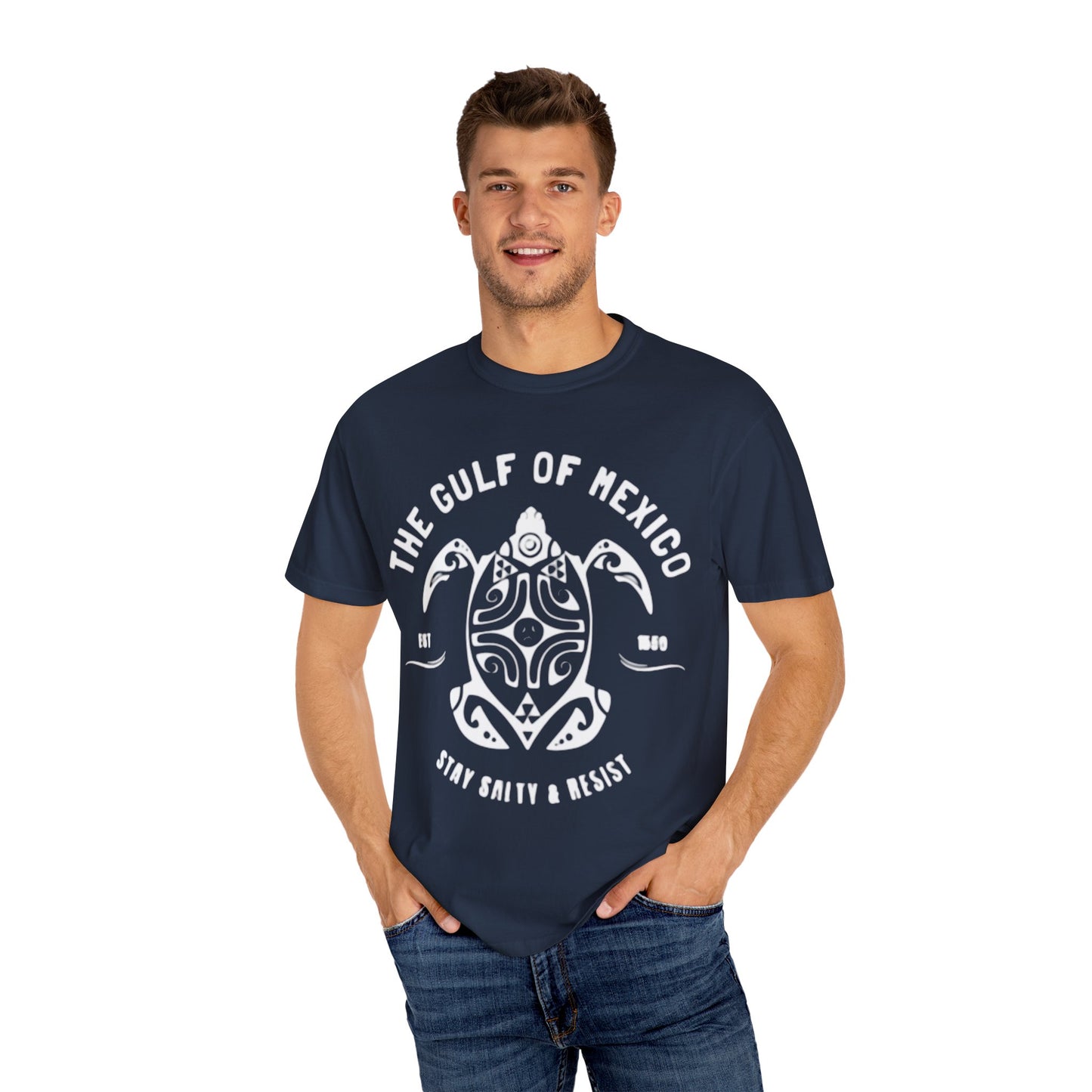 Gulf of Mexico Graphic T-Shirt (White Text on Blues)