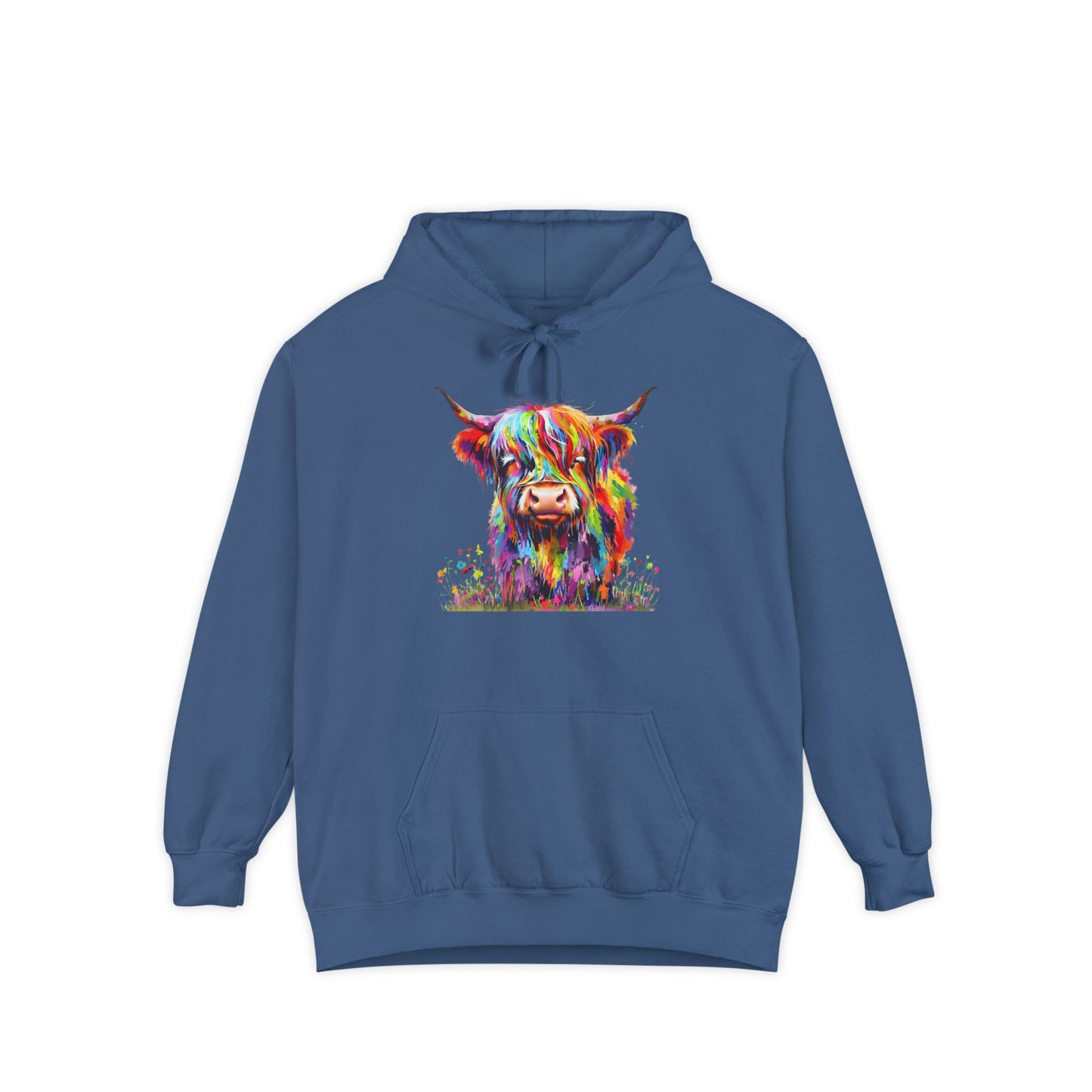Rainbow Highland Cow - Unisex Garment-Dyed Hoodie