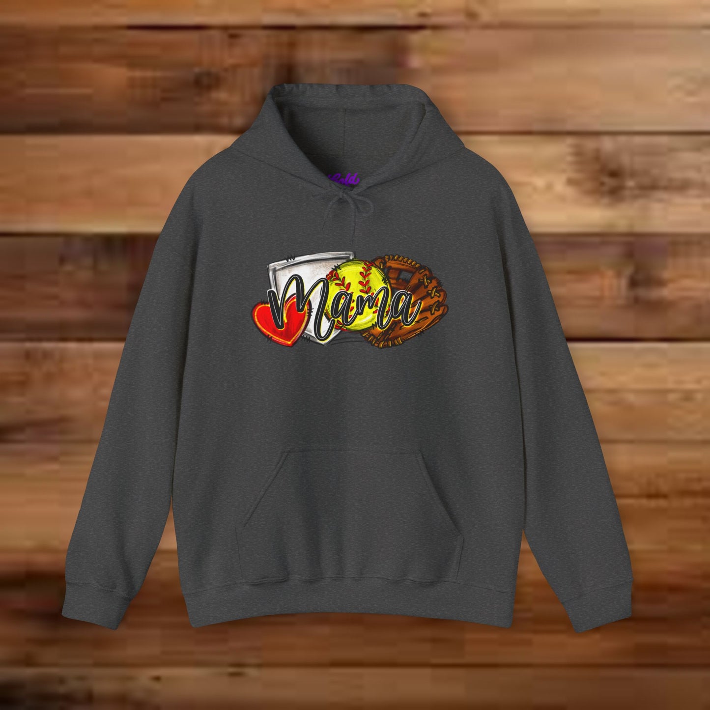Softball MAMA (Sketched artwork - Unisex Heavy Blend™ Hooded Sweatshirt)