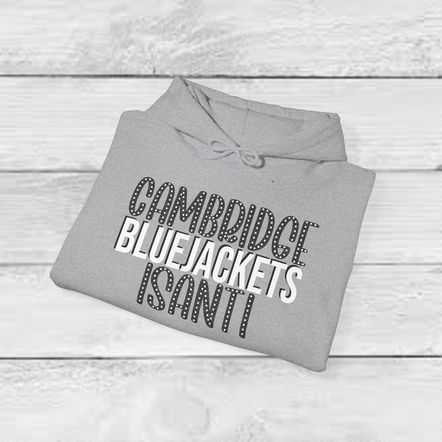 CI - Cambridge-Isanti Bluejackets (Polka Dots Font Unisex Heavy Blend™ Hooded Sweatshirt)