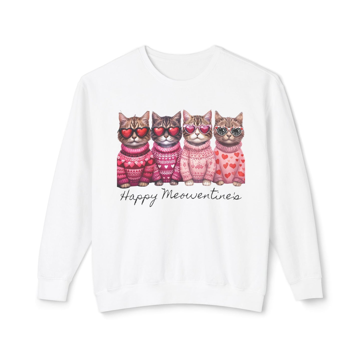 Meowentines - Unisex Lightweight Crewneck Sweatshirt
