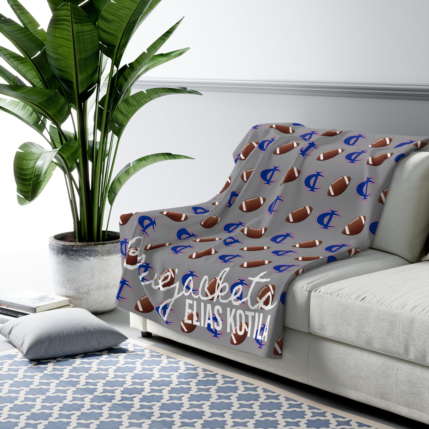 CUSTOM: A. Kotila; C-I Football - Sherpa Fleece Blanket
