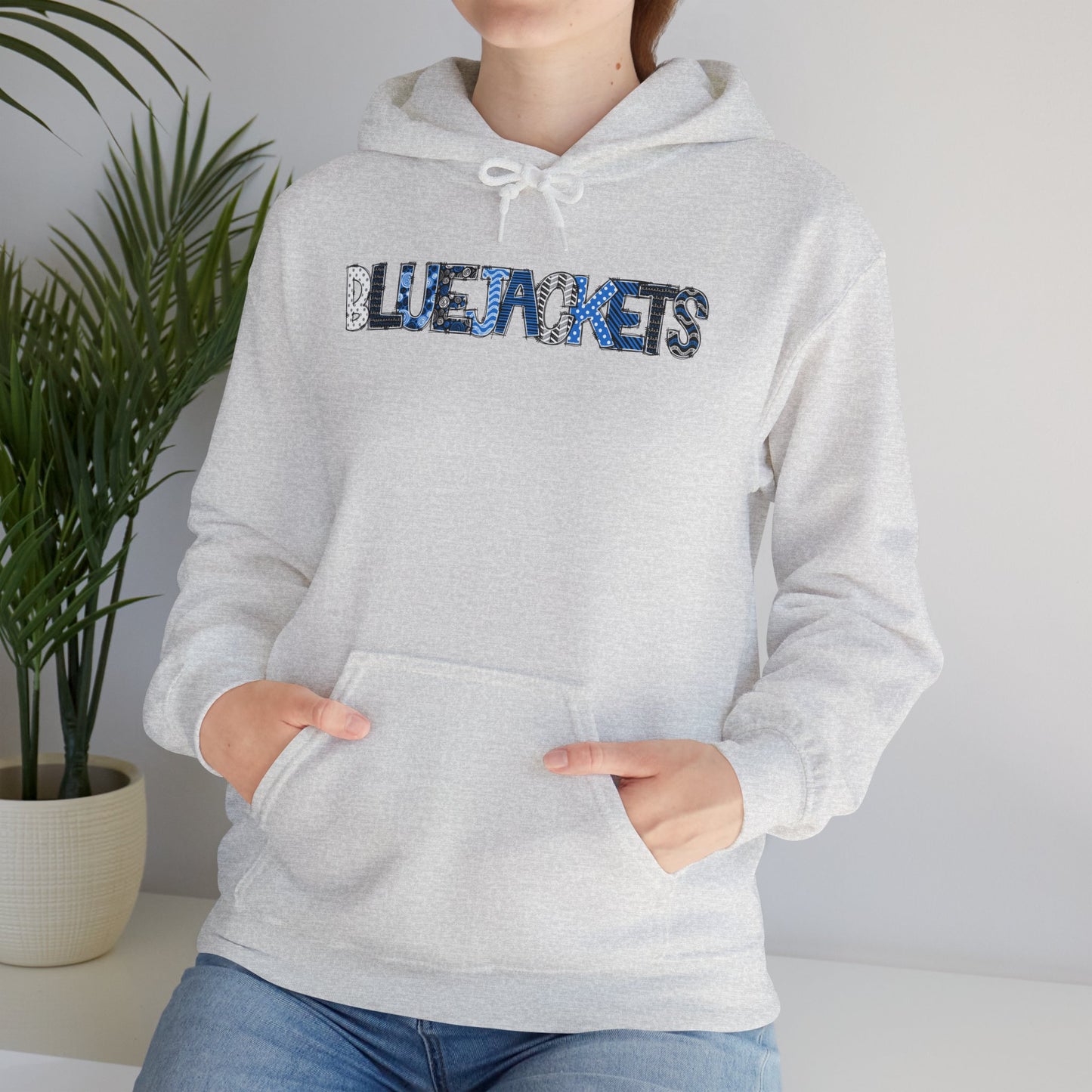 CI - Bluejackets (Patchwork Font Unisex Heavy Blend™ Hooded Sweatshirt)