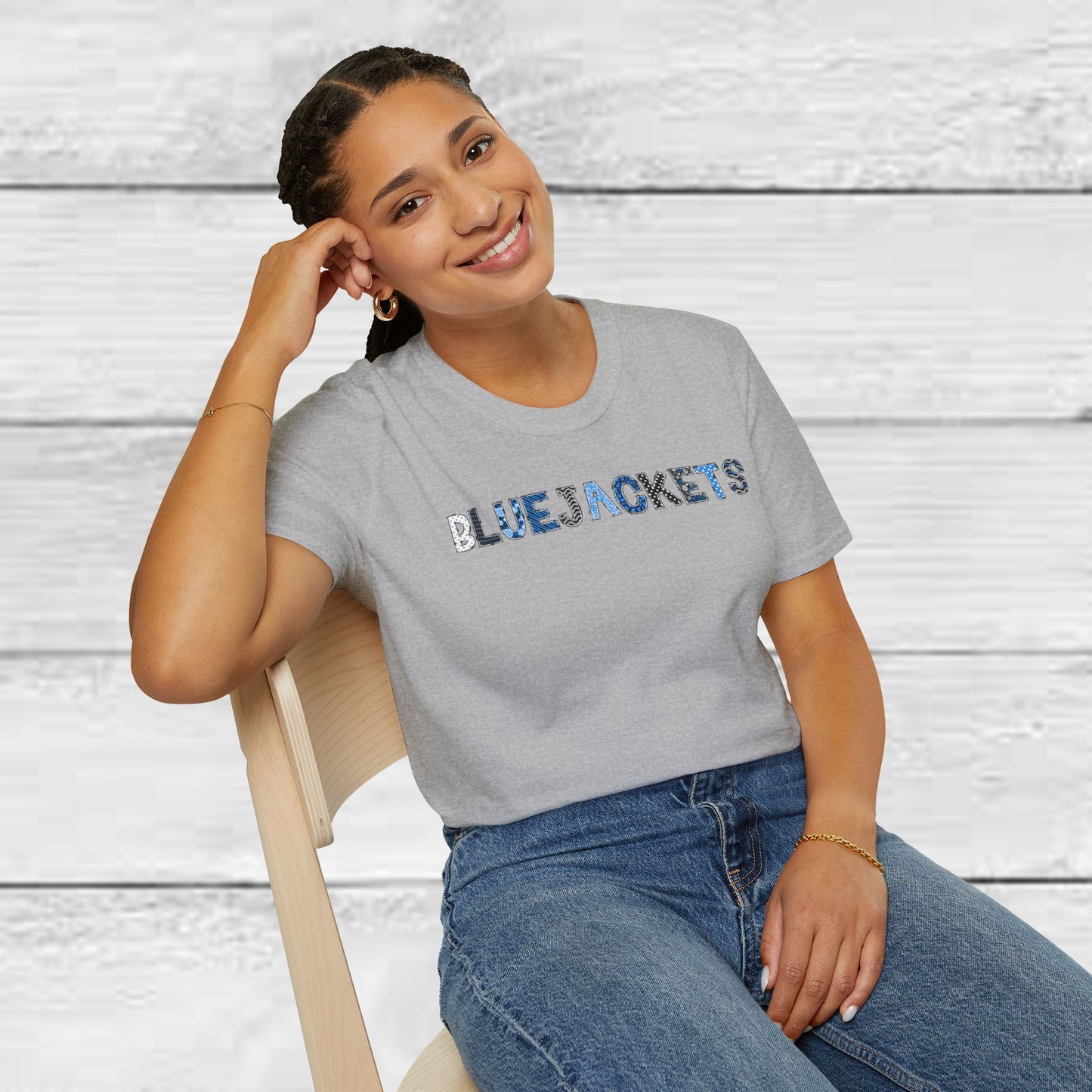 CI Bluejackets (Patchwork Font - Unisex Softstyle T-Shirt)