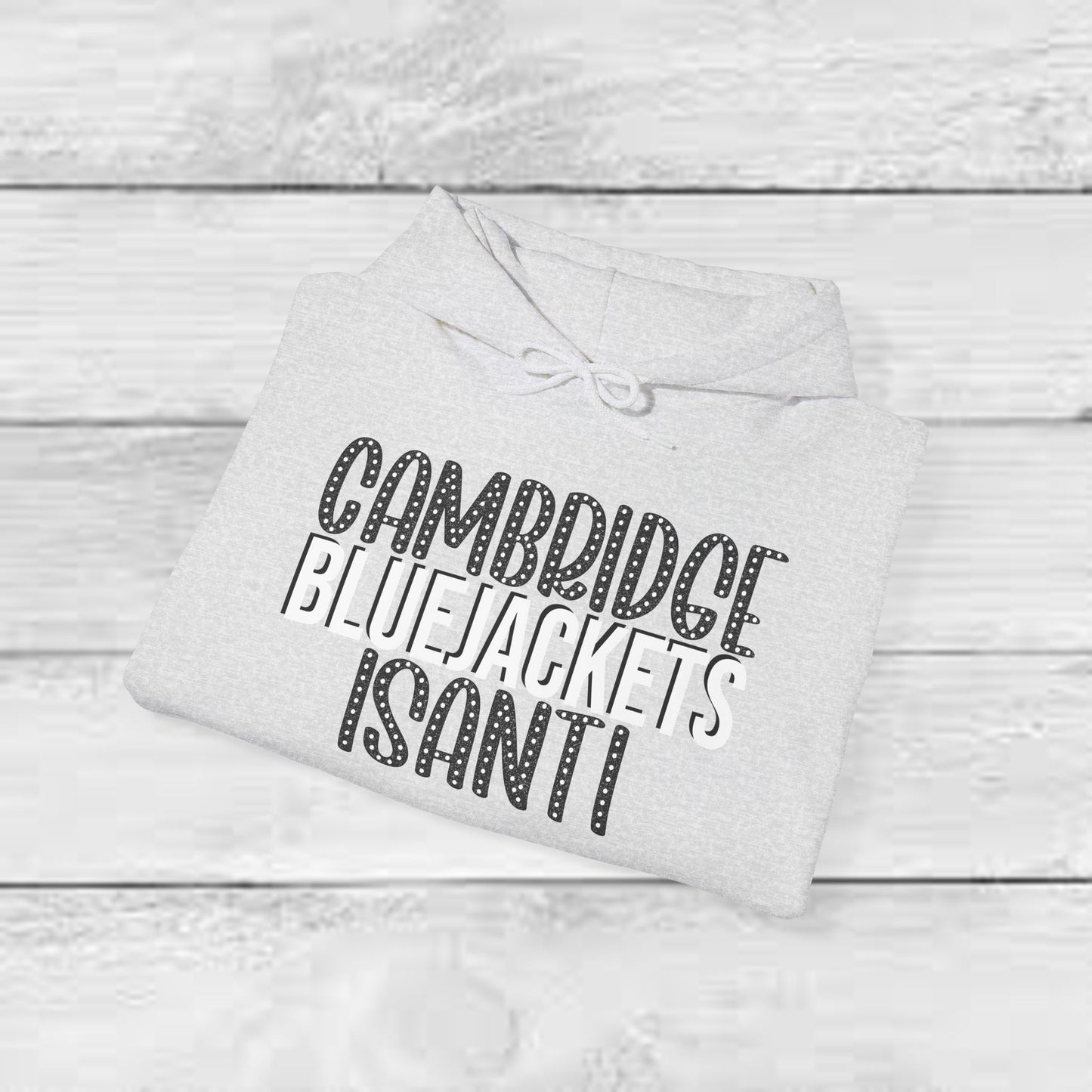 CI - Cambridge-Isanti Bluejackets (Polka Dots Font Unisex Heavy Blend™ Hooded Sweatshirt)