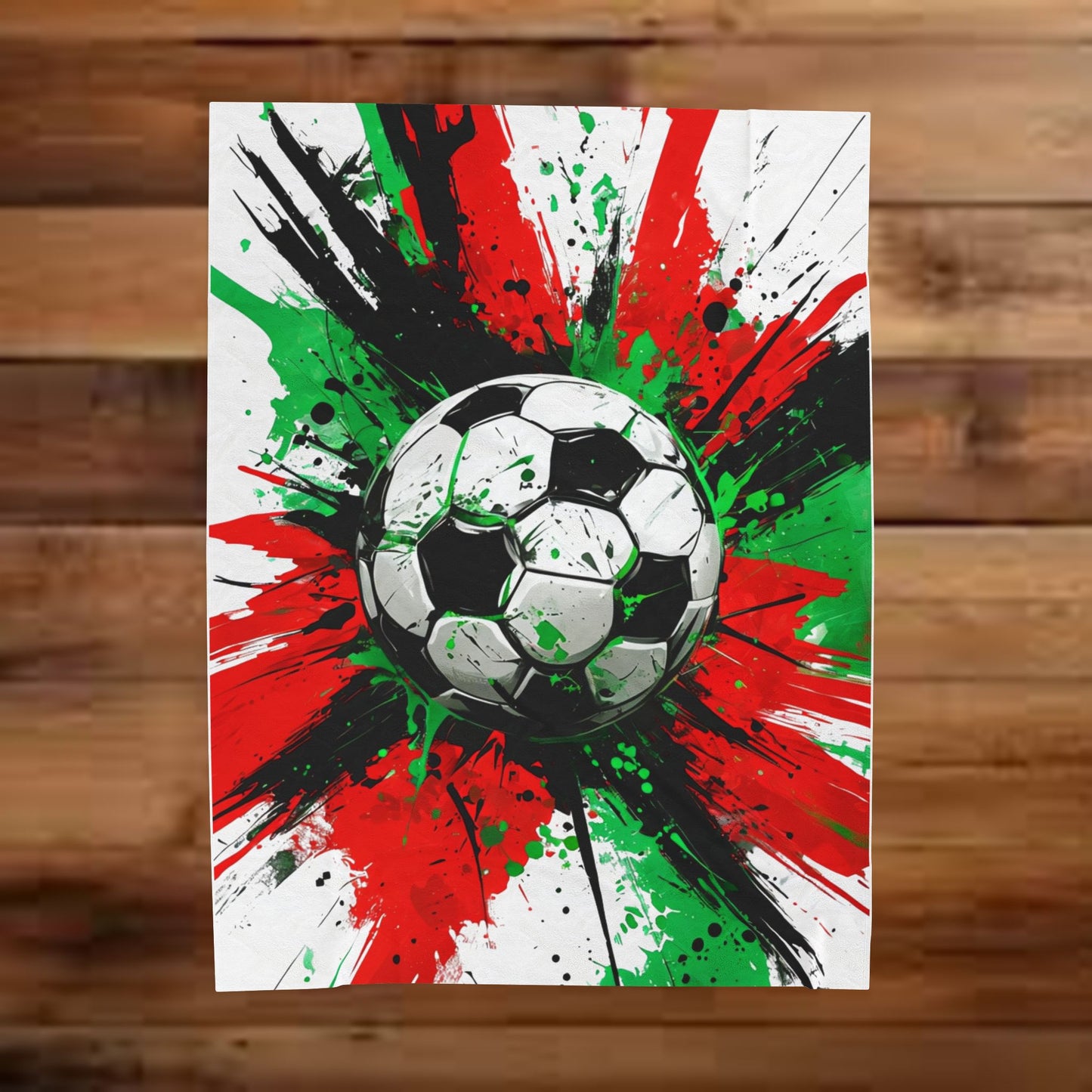 Soccer (red/green) ~ Velveteen Plush Blanket