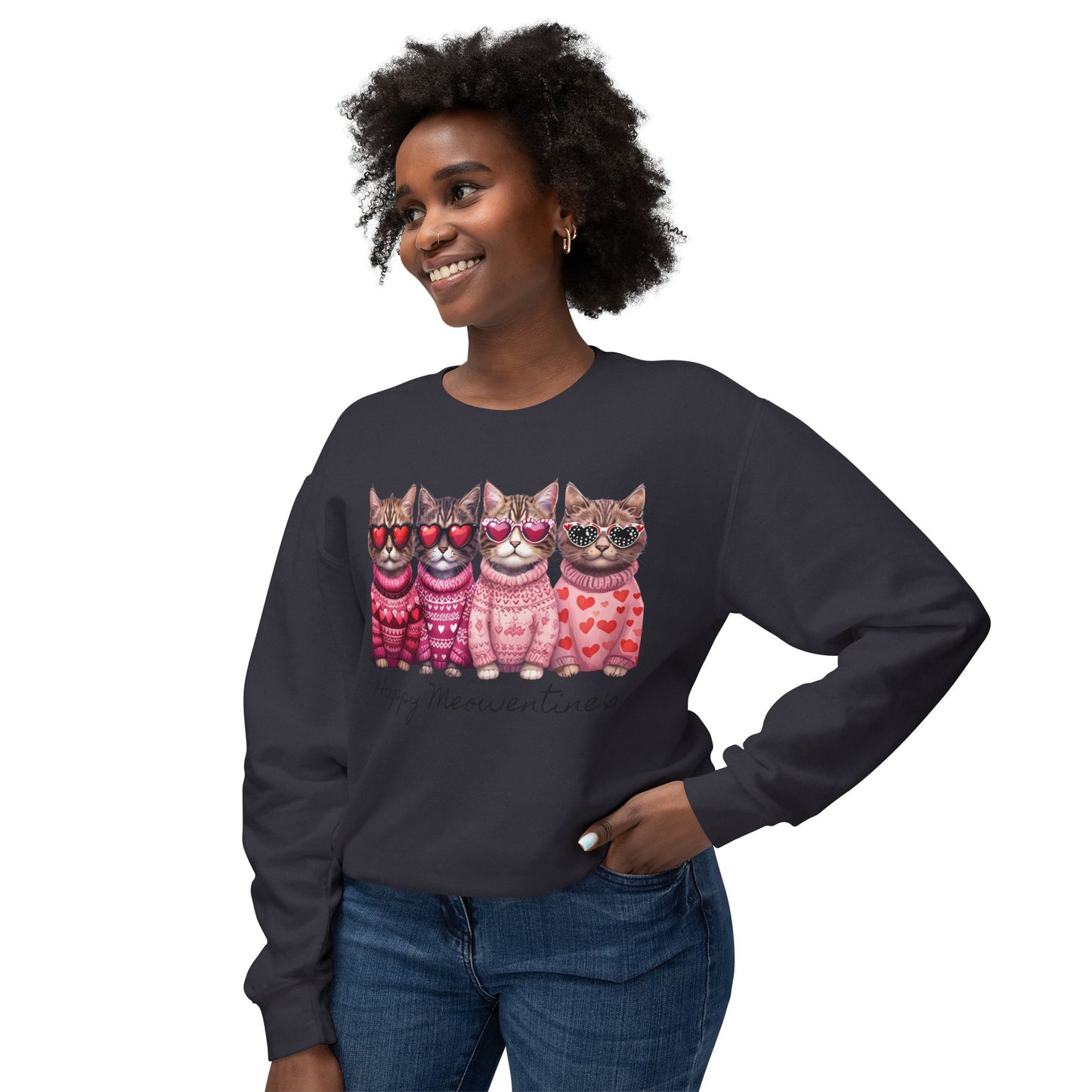 Meowentines - Unisex Lightweight Crewneck Sweatshirt