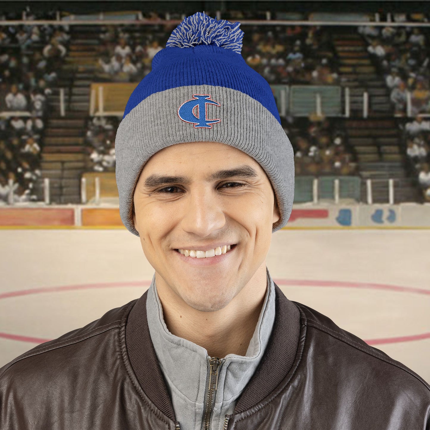 C-I Bluejackets - Embroidered Beanie w/Pom-Pom